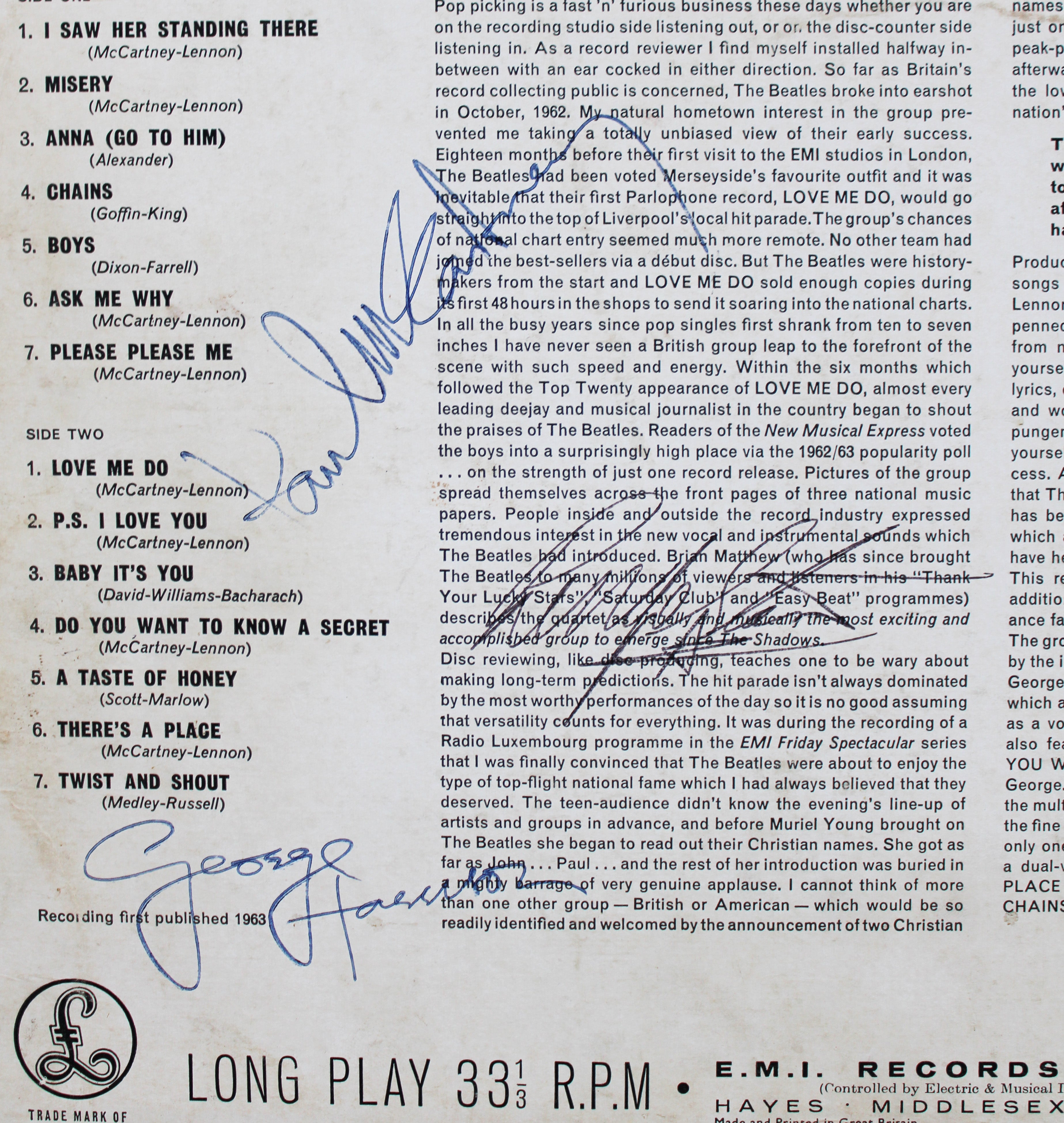 Beatles 4 Lennon, McCartney, Harrison & Starr Signed Parlaphone Album Cover BAS