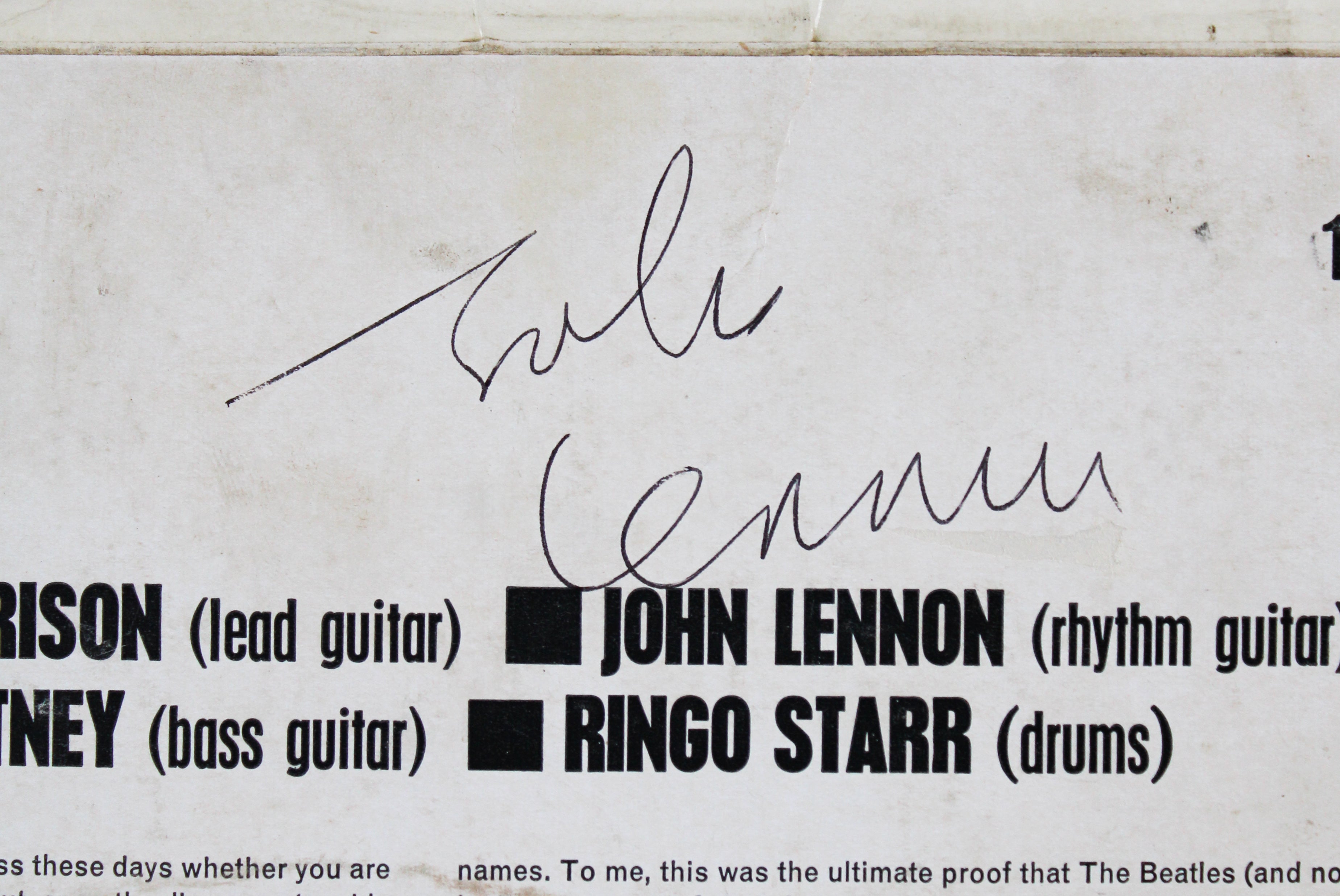 Beatles 4 Lennon, McCartney, Harrison & Starr Signed Parlaphone Album Cover BAS