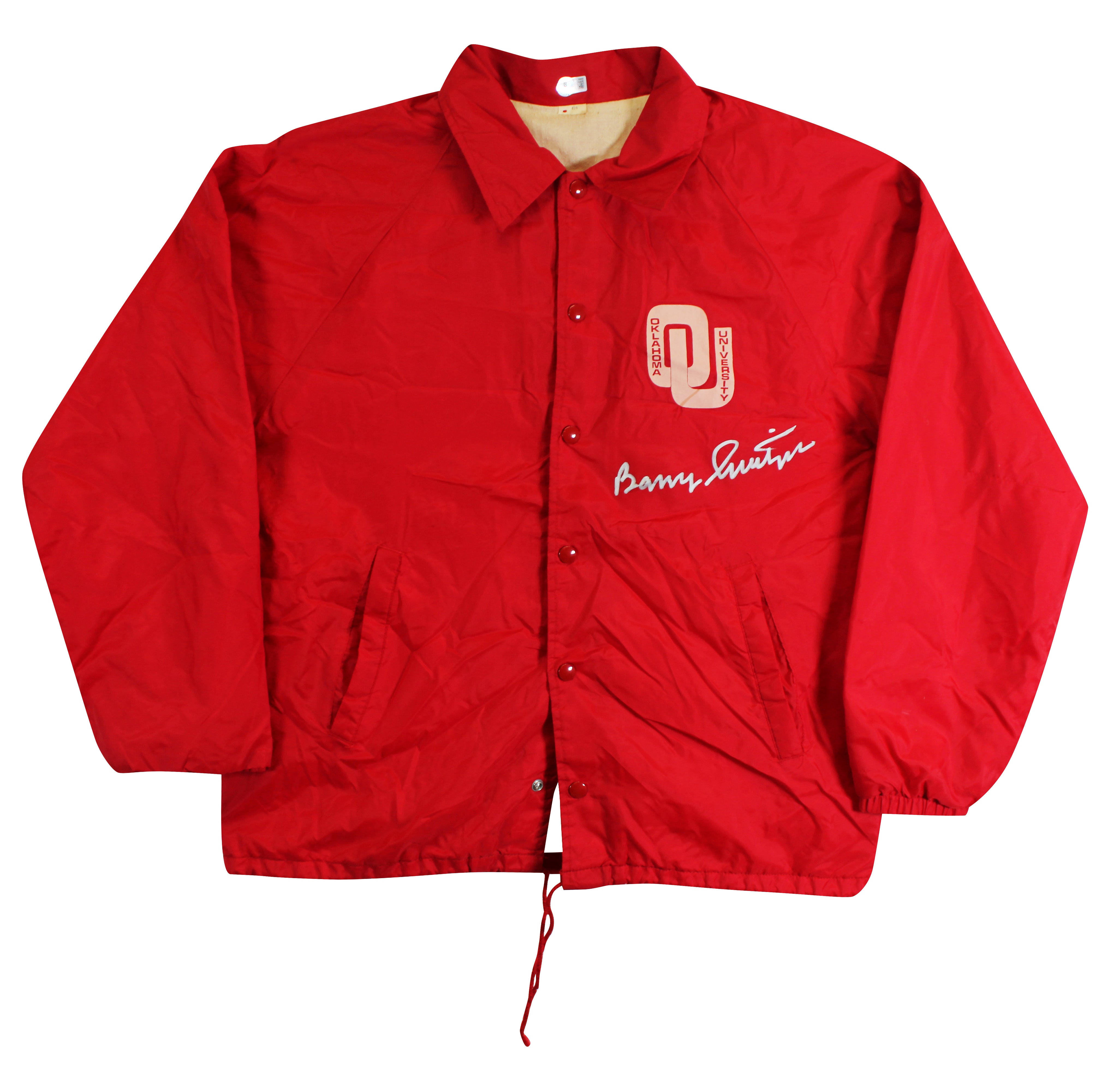 Oklahoma Barry Switzer Signed Maroon Windbreaker BAS Witnessed #2W088655