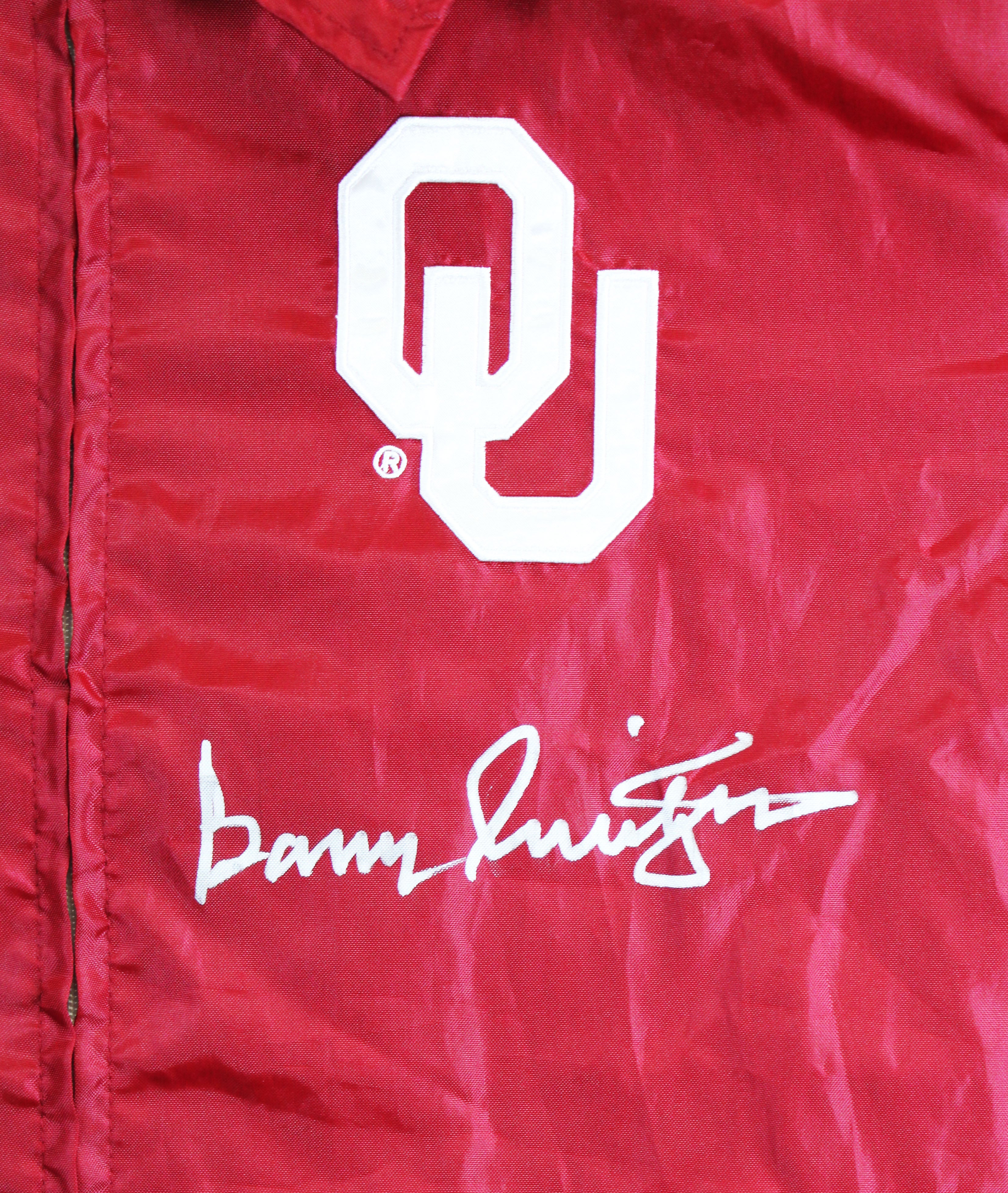 Oklahoma Barry Switzer Signed Maroon G3 Apparel Windbreaker BAS Wit #2W088658