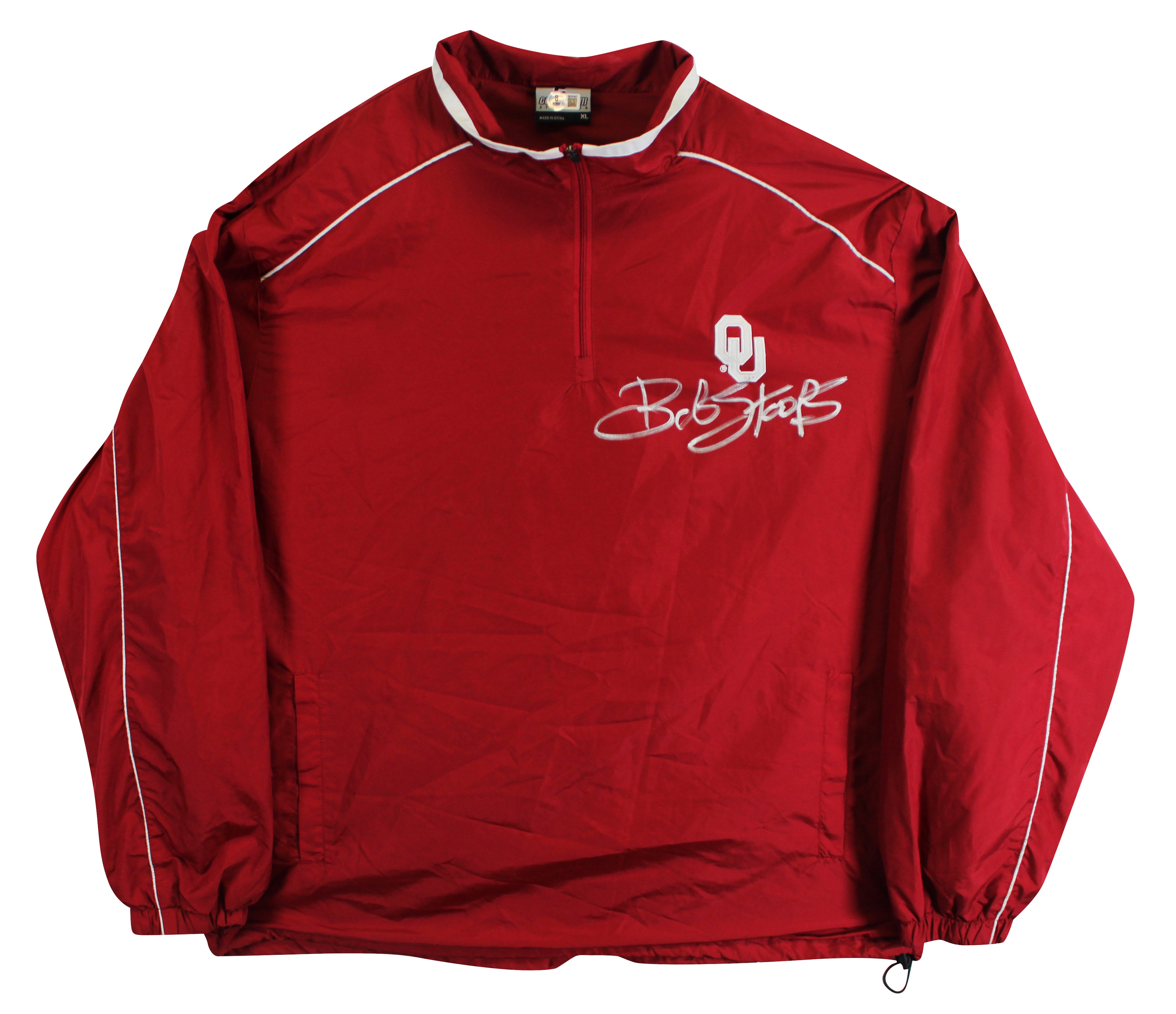 Oklahoma Bob Stoops Authentic Signed Maroon Windbreaker BAS Witnessed #2W701837