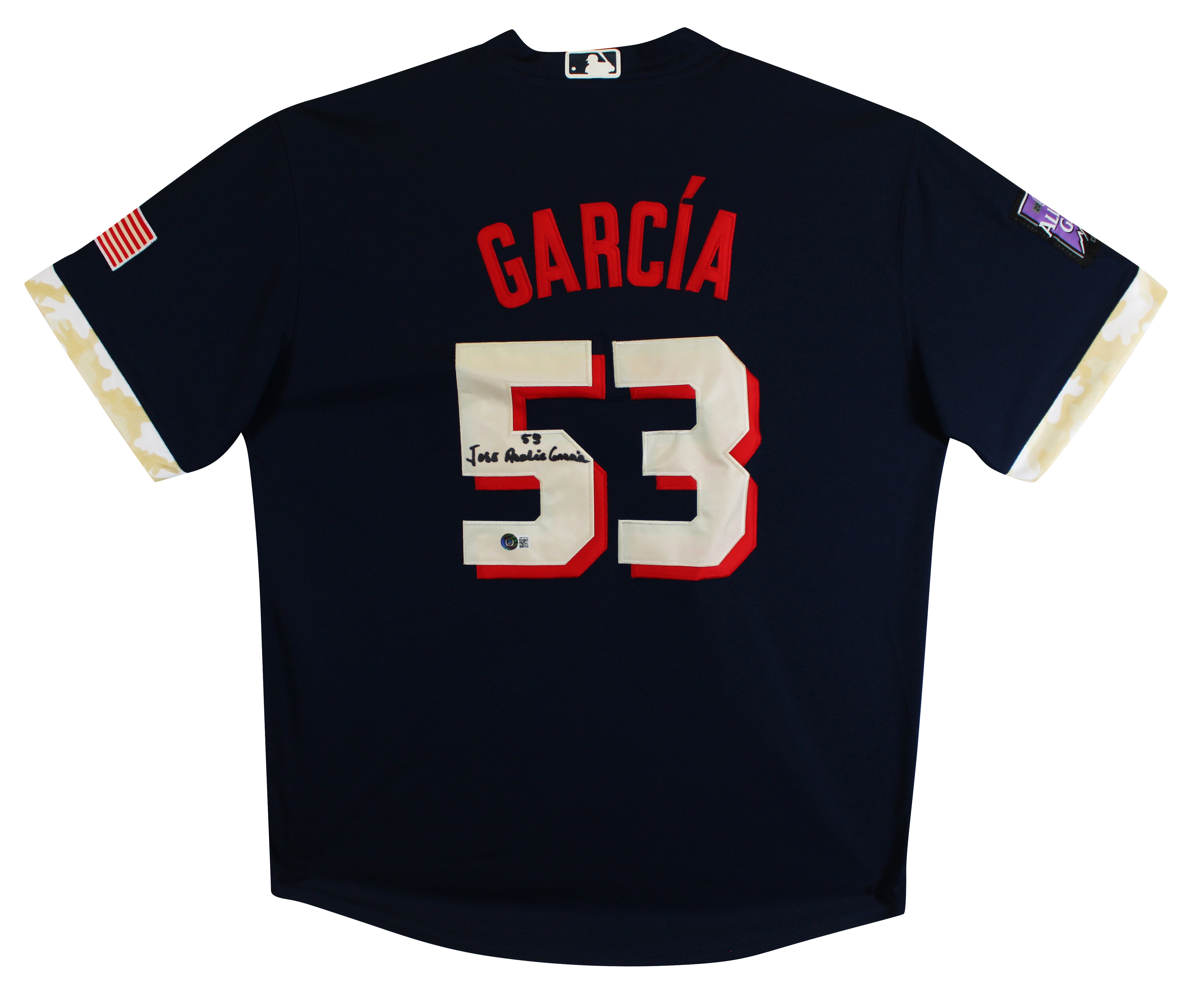 Rangers Jose Adolis Garcia Signed Navy Nike Jersey BAS Witnessed #WR36930