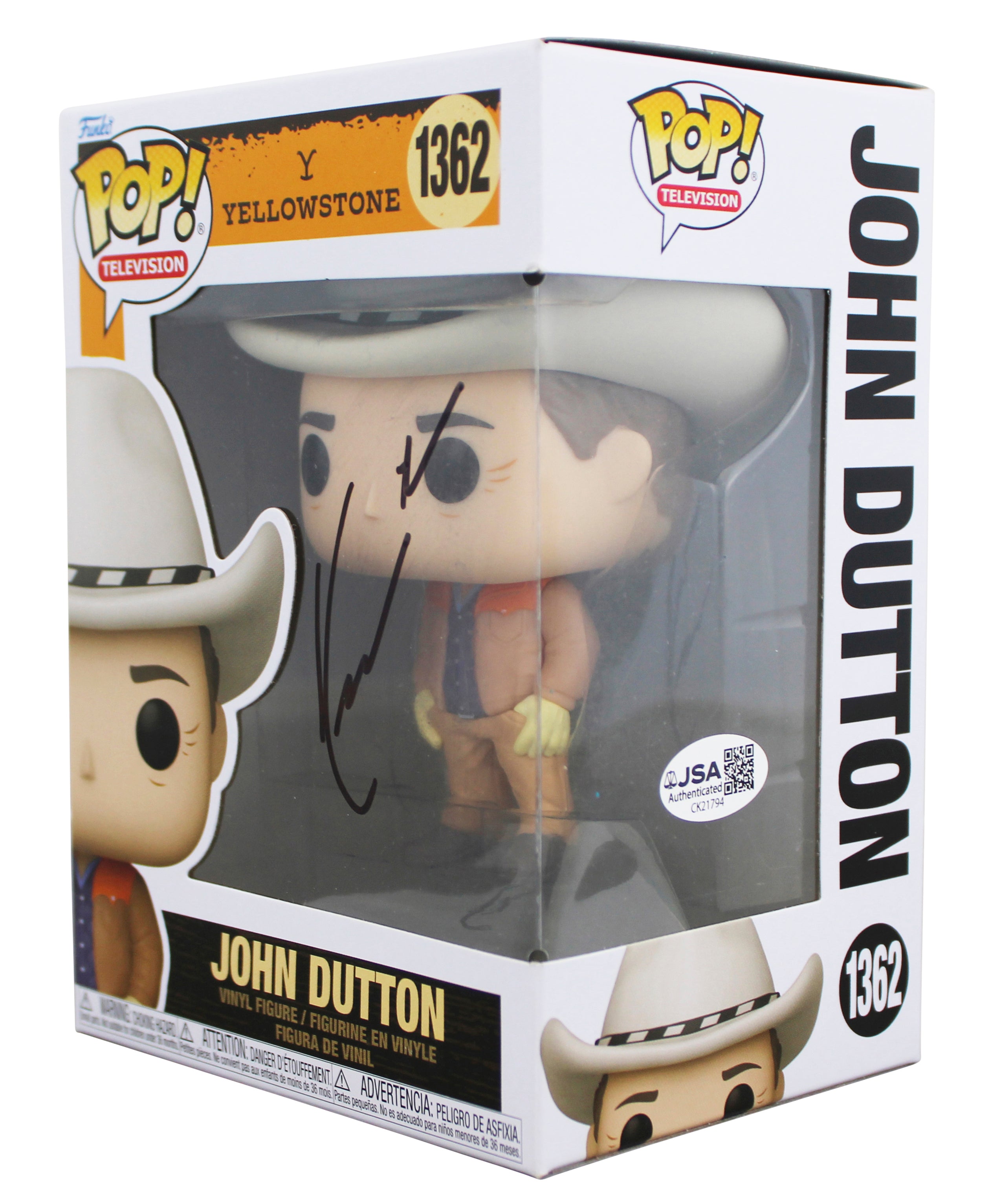Kevin Costner Yellowstone Signed John Dutton #1362 Funko Pop Figure JSA #CK21794