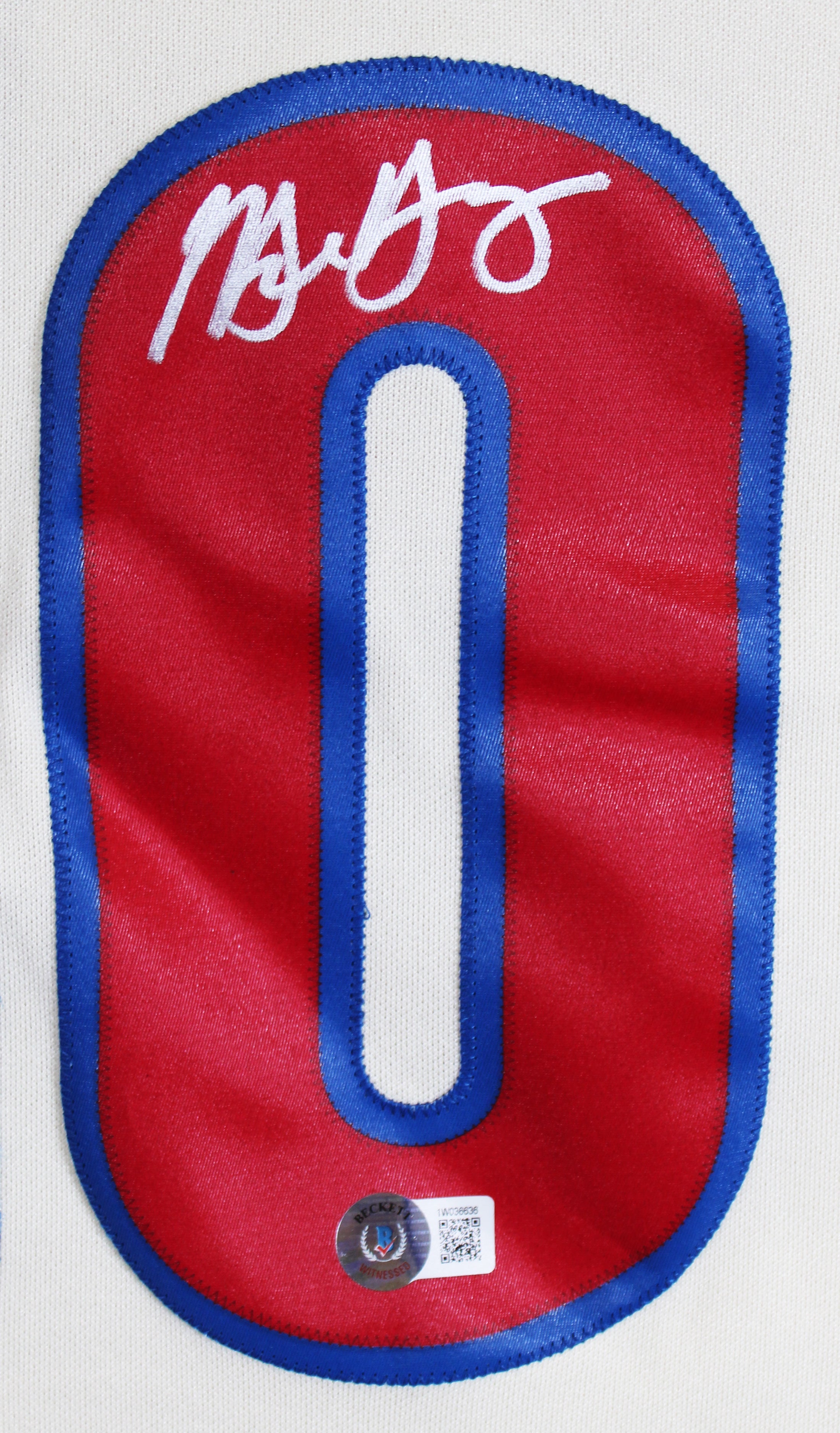 Phillies Michael Young Signed Cream Majestic Jersey BAS Witnessed #1W036636