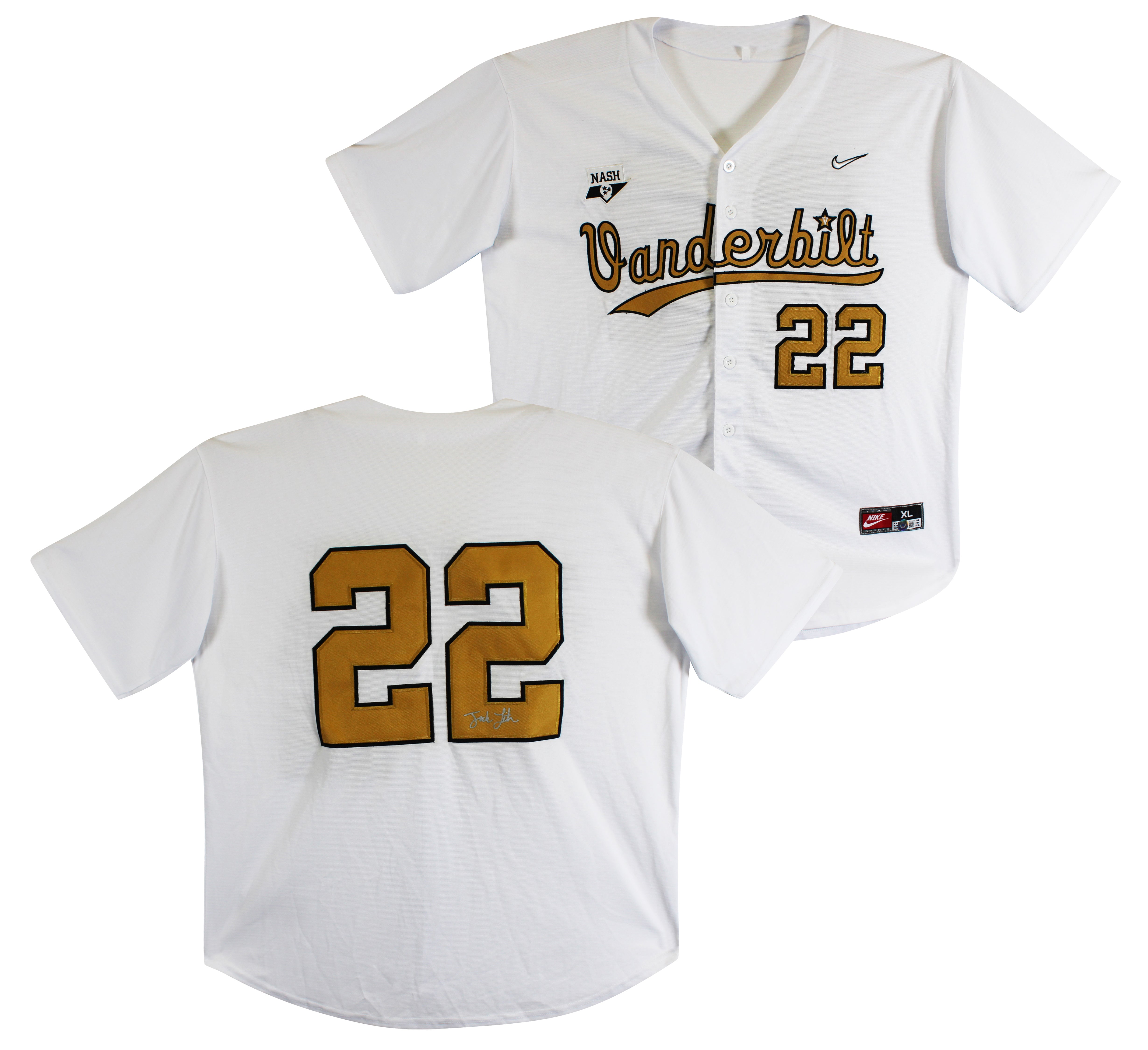 Vanderbilt Jack Leiter Authentic Signed White Nike Jersey BAS #BD27077