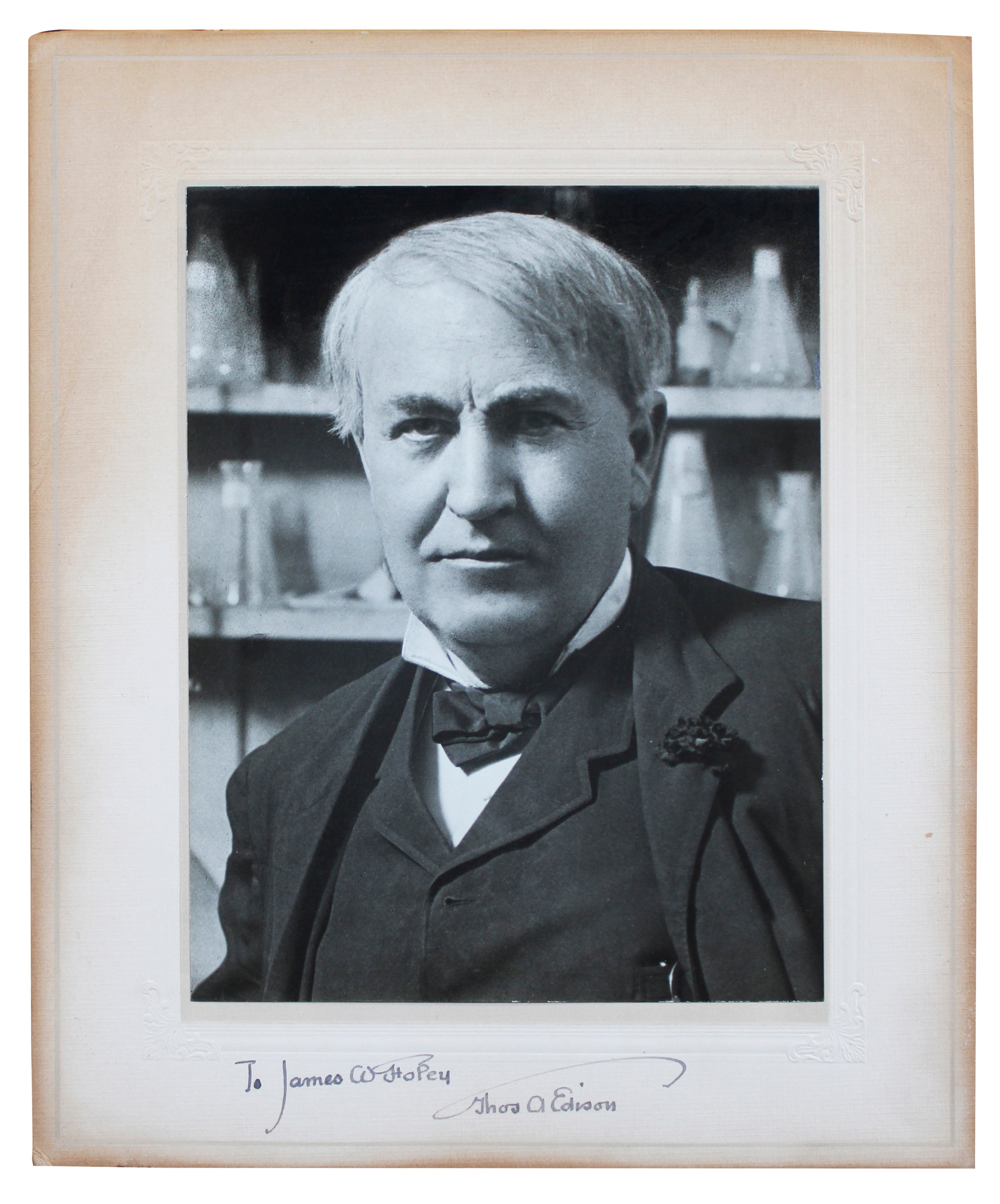 Thomas Edison "To James W Hopey" Signed 6.5x8.5 Matted Photo BAS #AE13955