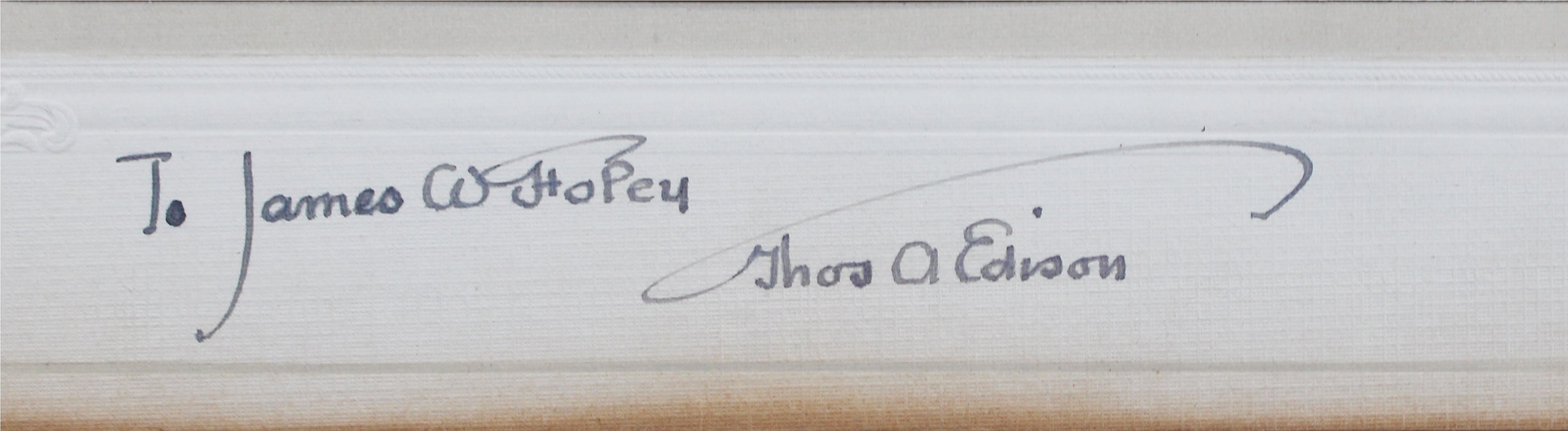 Thomas Edison "To James W Hopey" Signed 6.5x8.5 Matted Photo BAS #AE13955