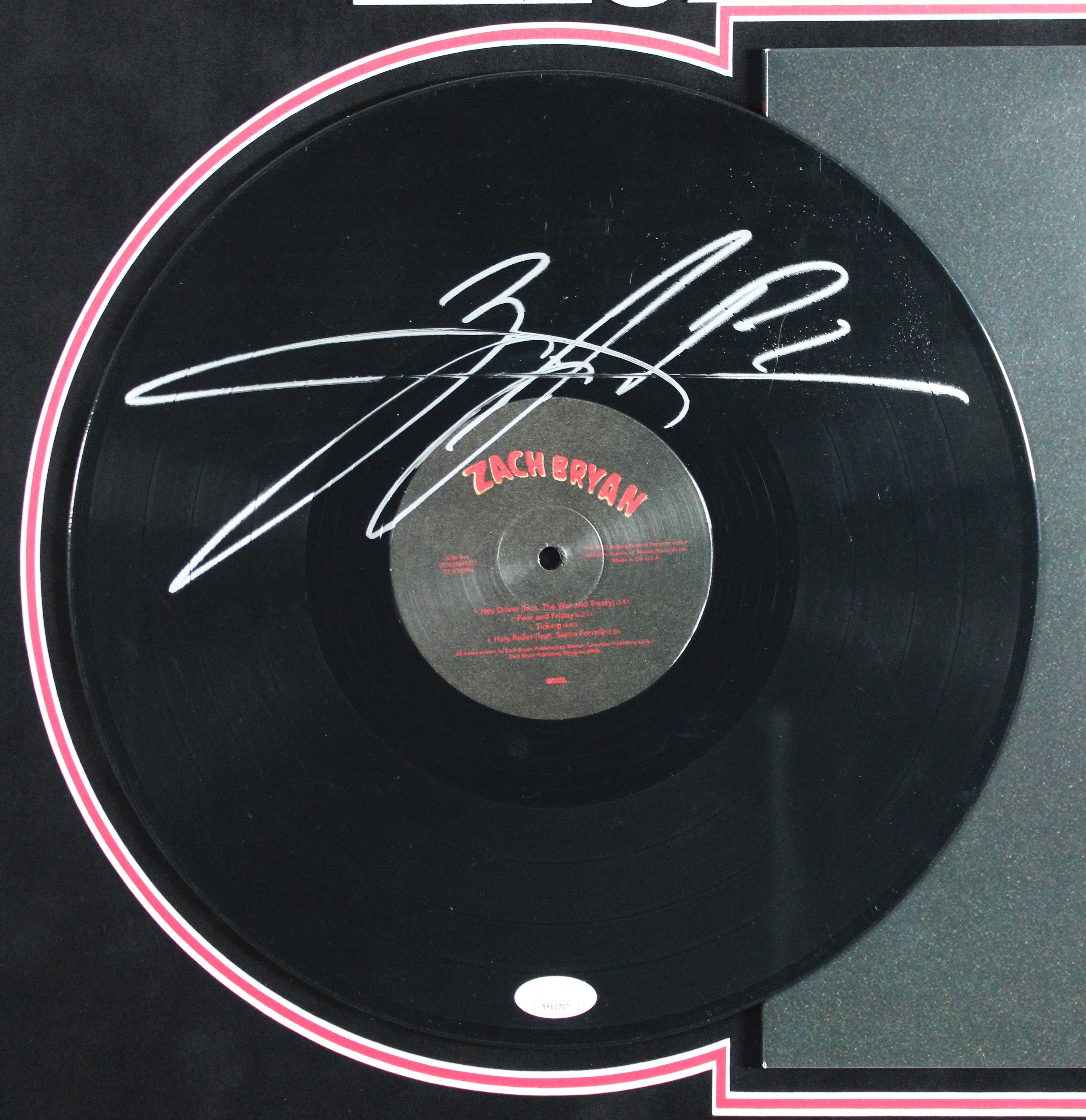 Zach Bryan Signed & Framed Self Titled Vinyl w/ Album Cover JSA #YY61707