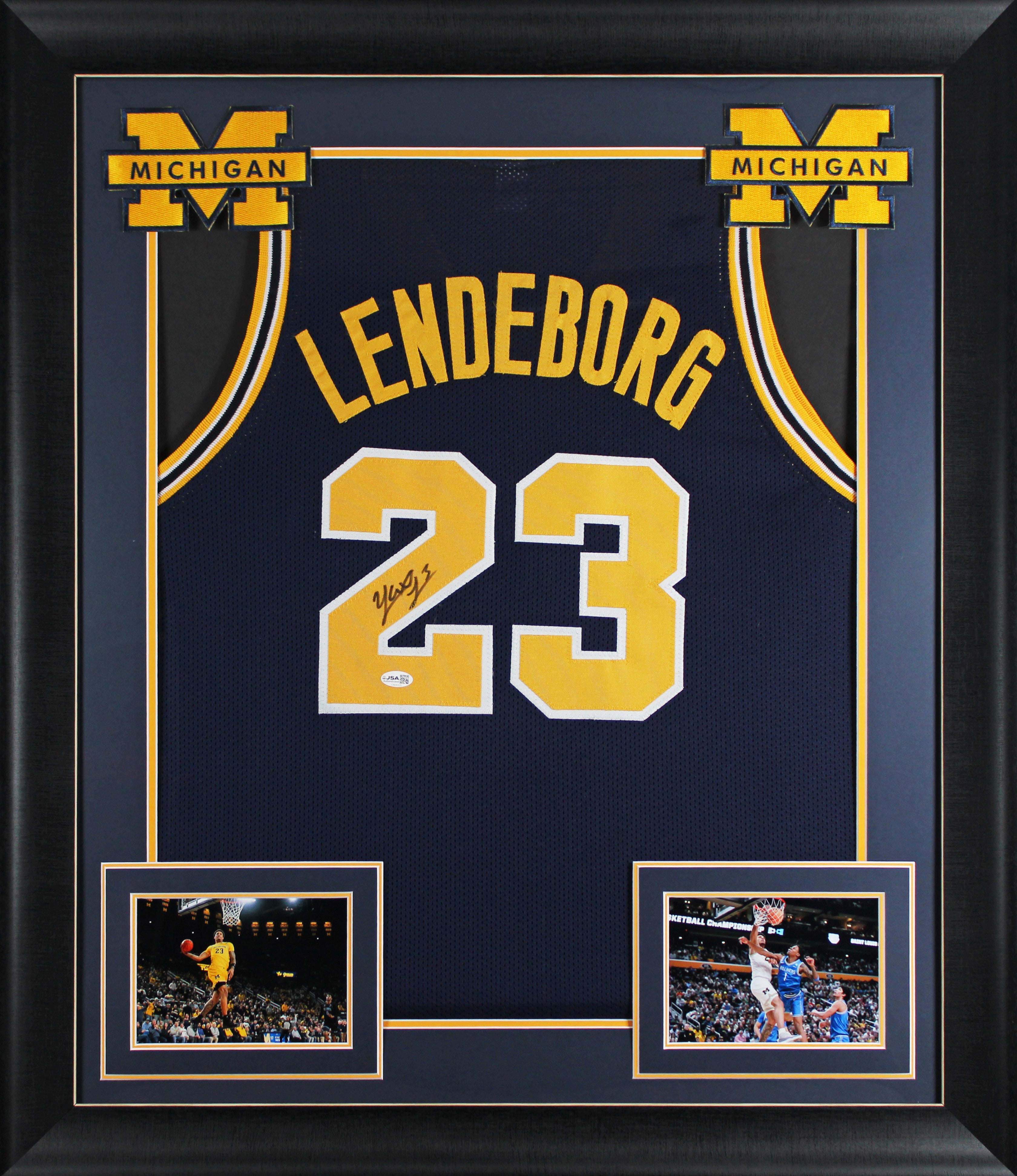 Michigan Yaxel Lendeborg Authentic Signed Navy Pro Style Framed Jersey JSA