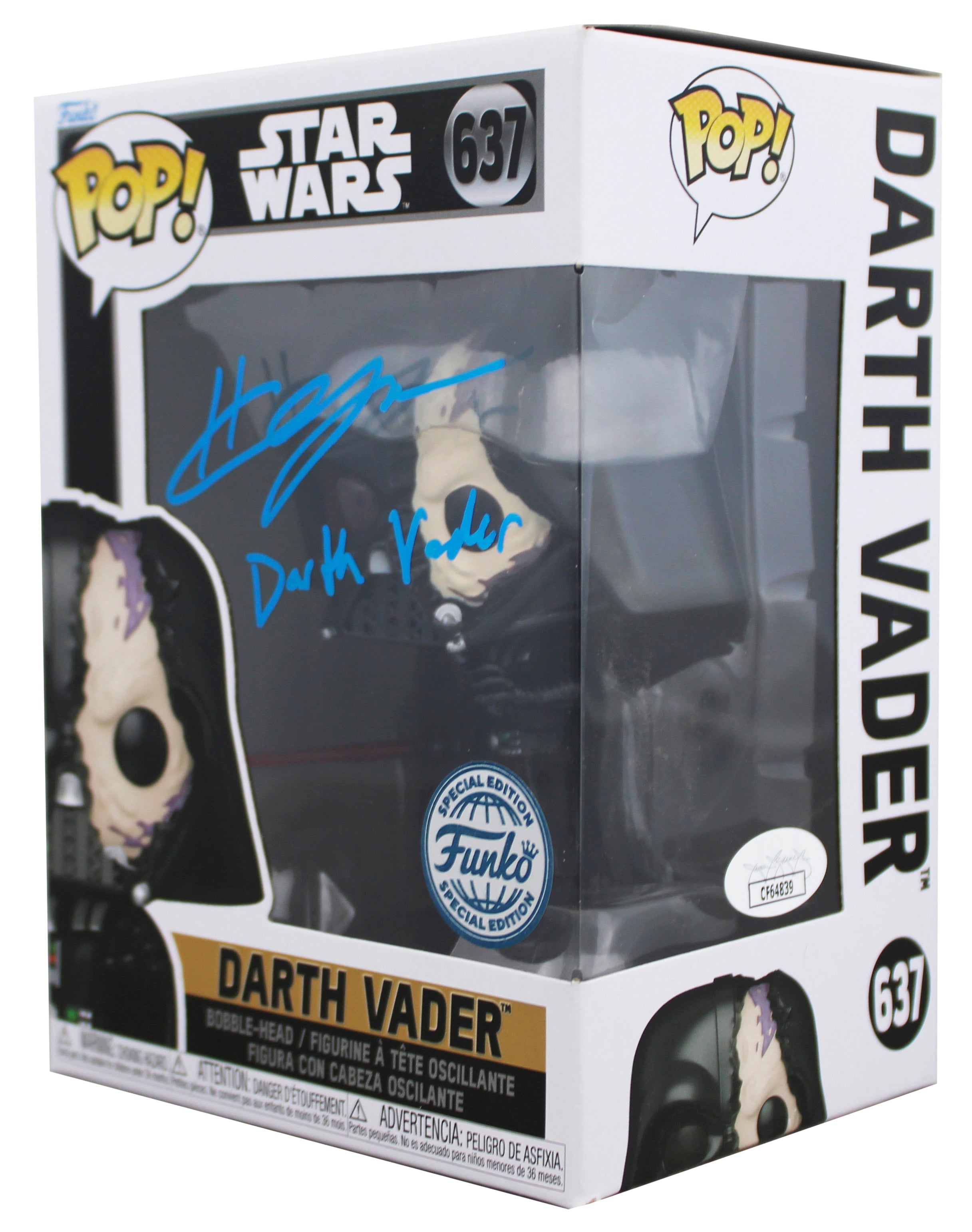 Hayden Christensen Star Wars "Darth Vader" Signed #637 Funko Pop Figure JSA