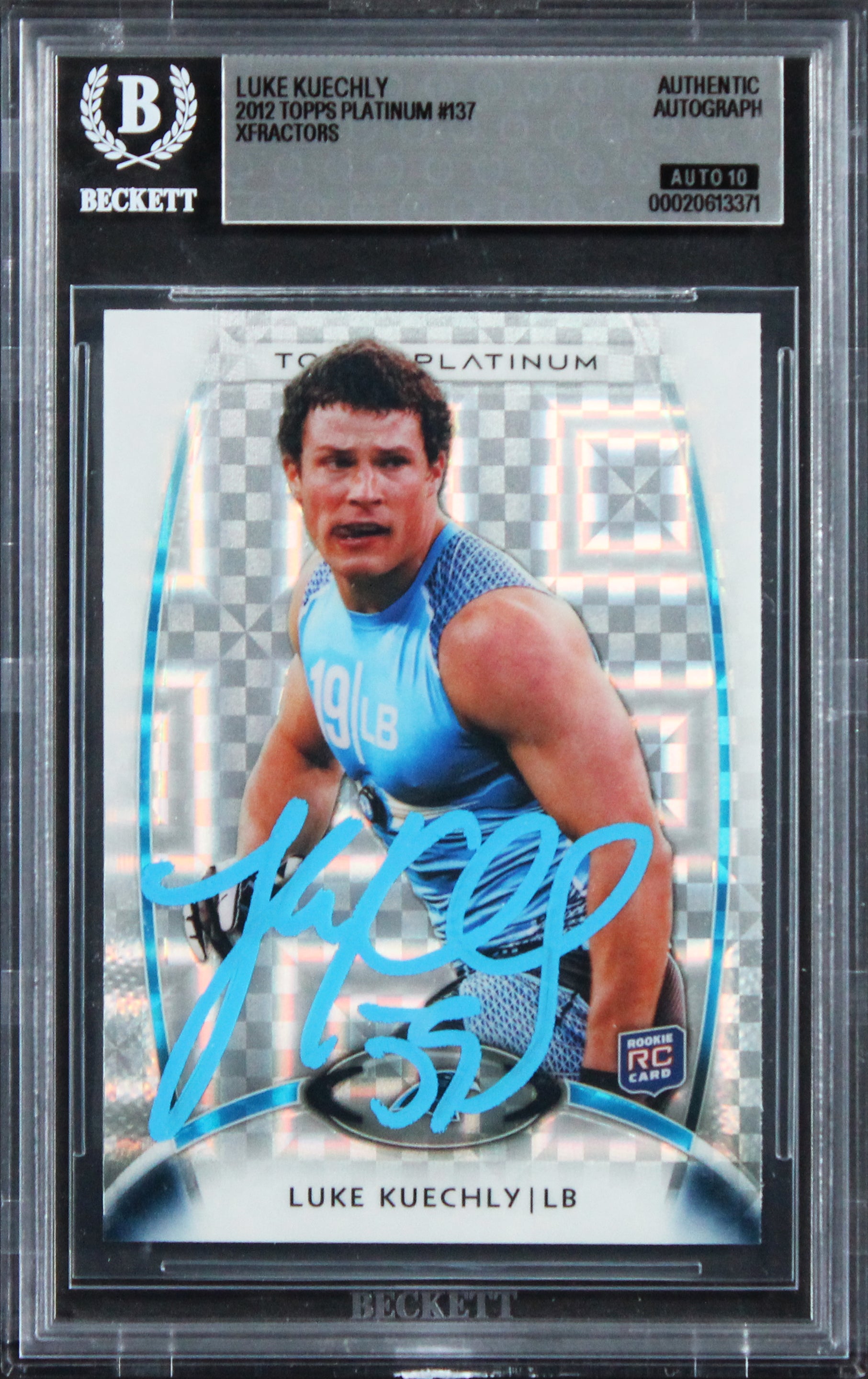 Luke Kuechly Signed 2012 Topps Platinum Xfractors #137 RC Card Auto 10! BAS Slab