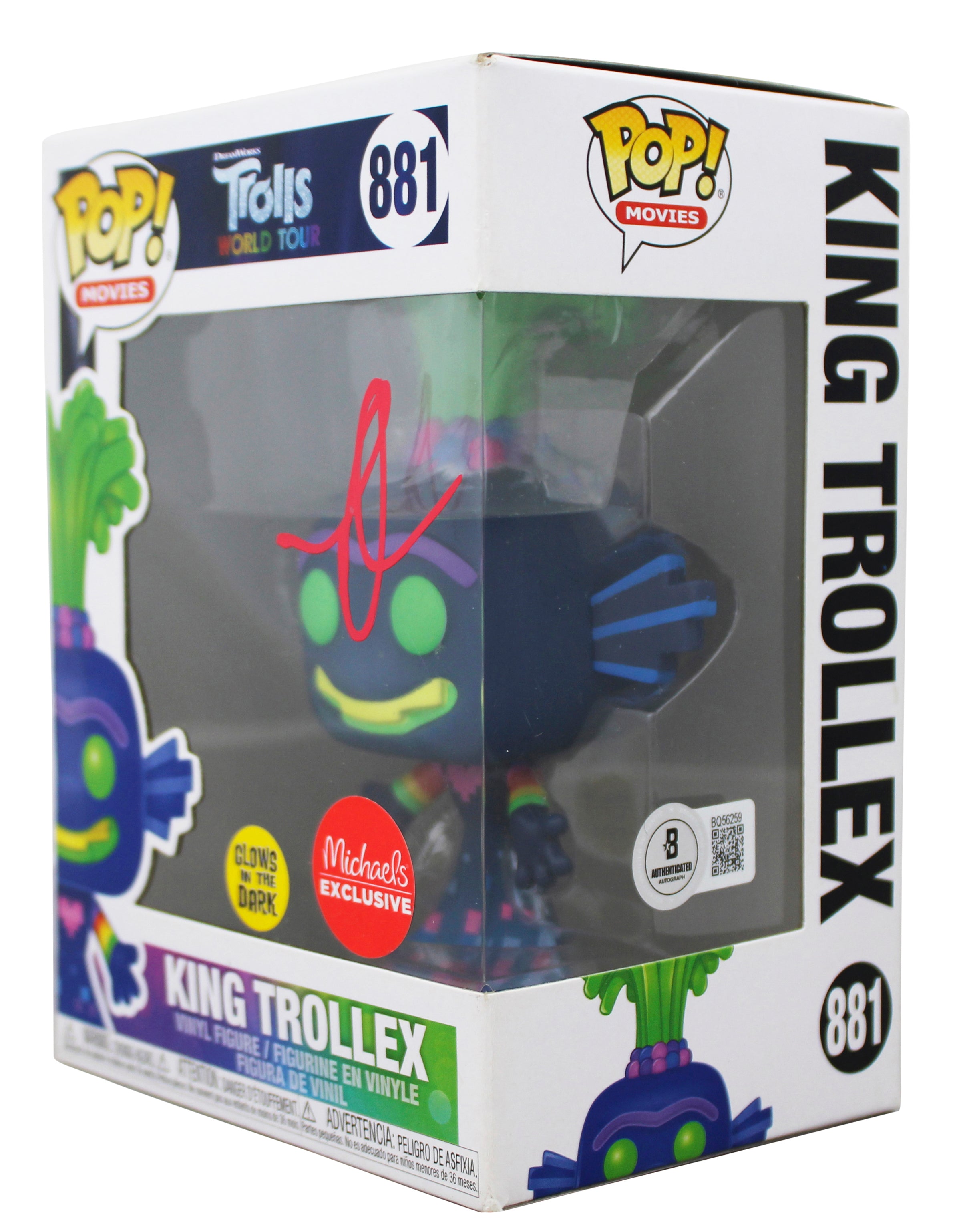 Anthony Ramos Trolls Signed King Trollex #881 Funko Pop Figure BAS #BQ56259