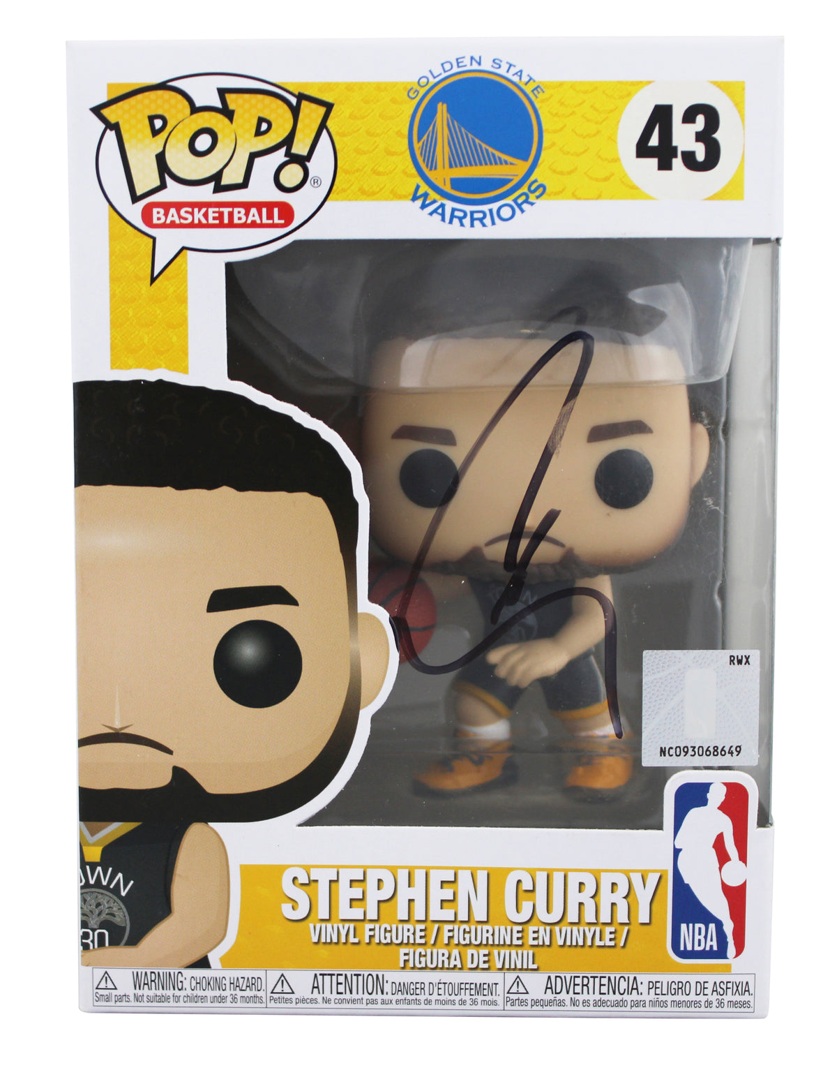 Warriors Stephen Curry Authentic Signed Funko Pop Vinyl Figure BAS #AE03852