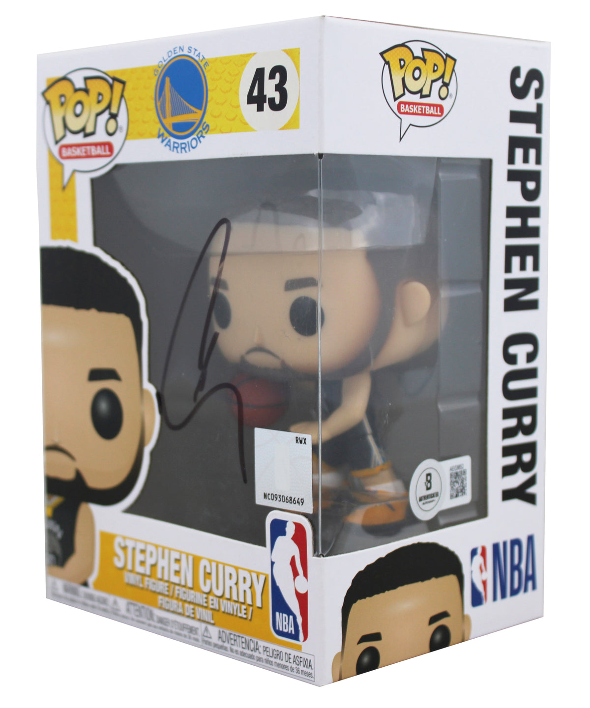 Warriors Stephen Curry Authentic Signed Funko Pop Vinyl Figure BAS #AE03852