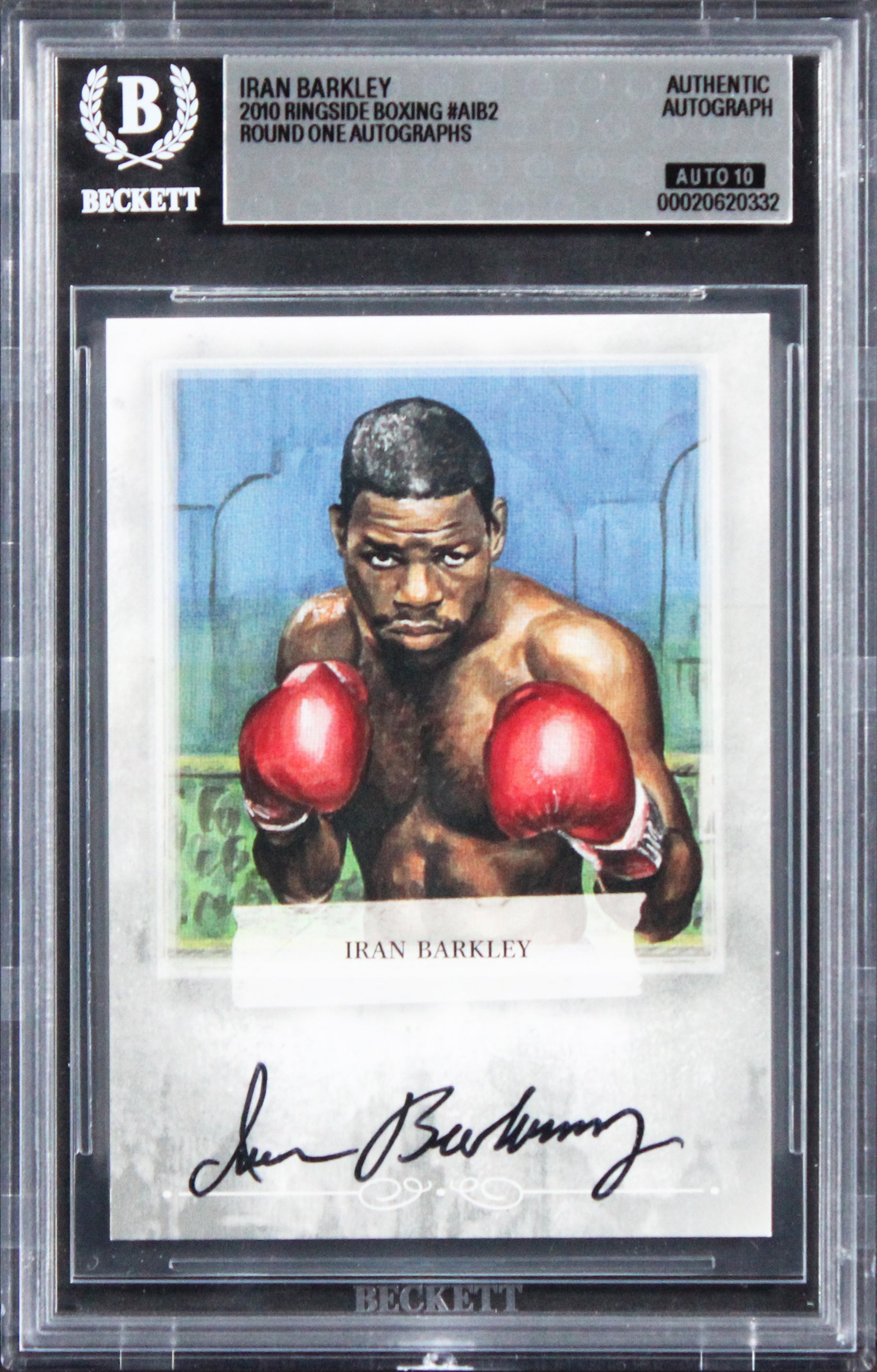 Iran Barkley Signed 2010 Ringside Boxing #AJB2 Card Auto Grade 10! BAS Slabbed