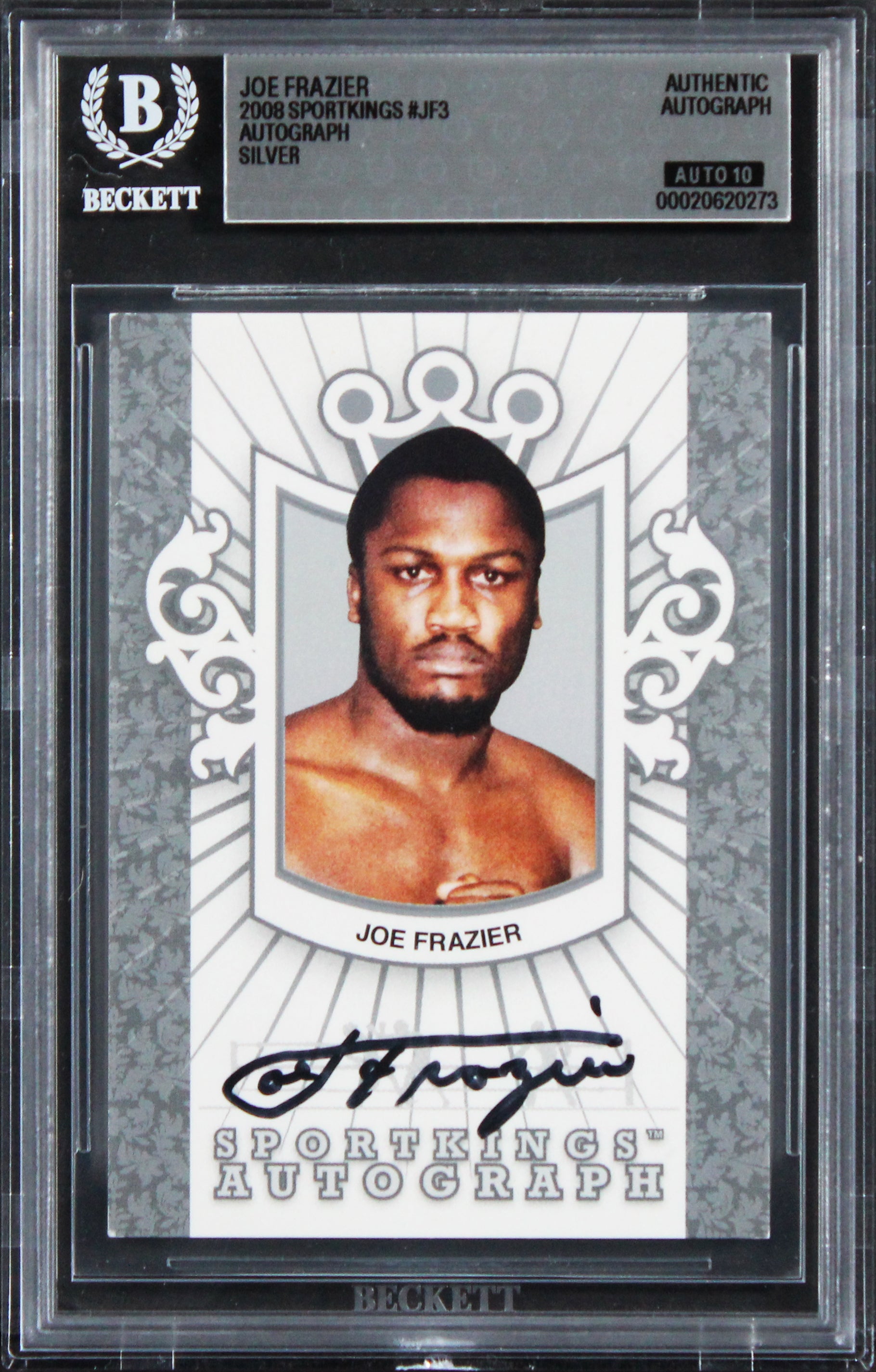 Joe Frazier Signed 2008 Sportkings Silver #JF3 Card Auto Grade 10! BAS Slabbed