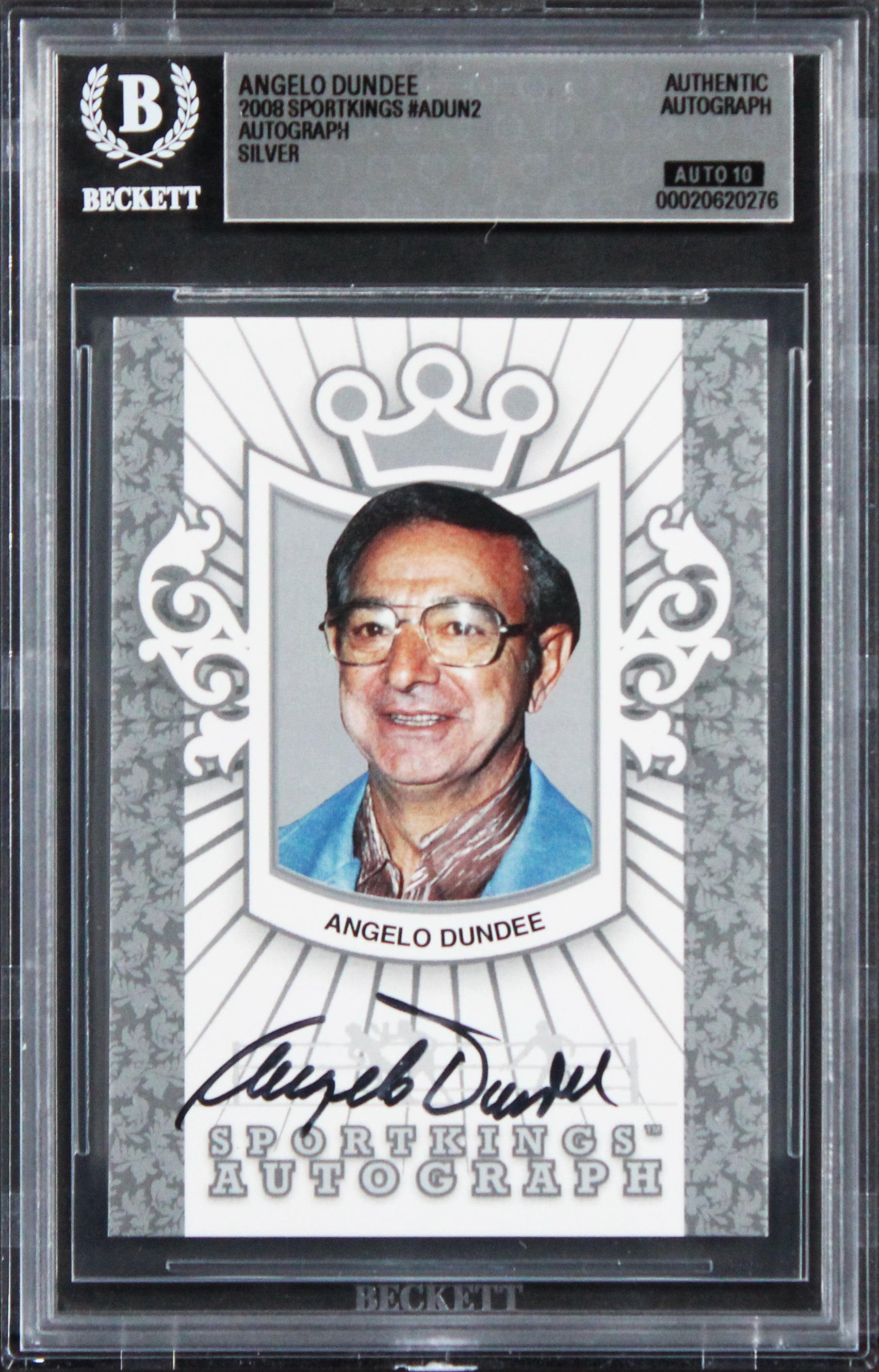 Angelo Dundee Signed 2008 Sportkings Silver #ADUN2 Card Auto GM 10! BAS Slabbed