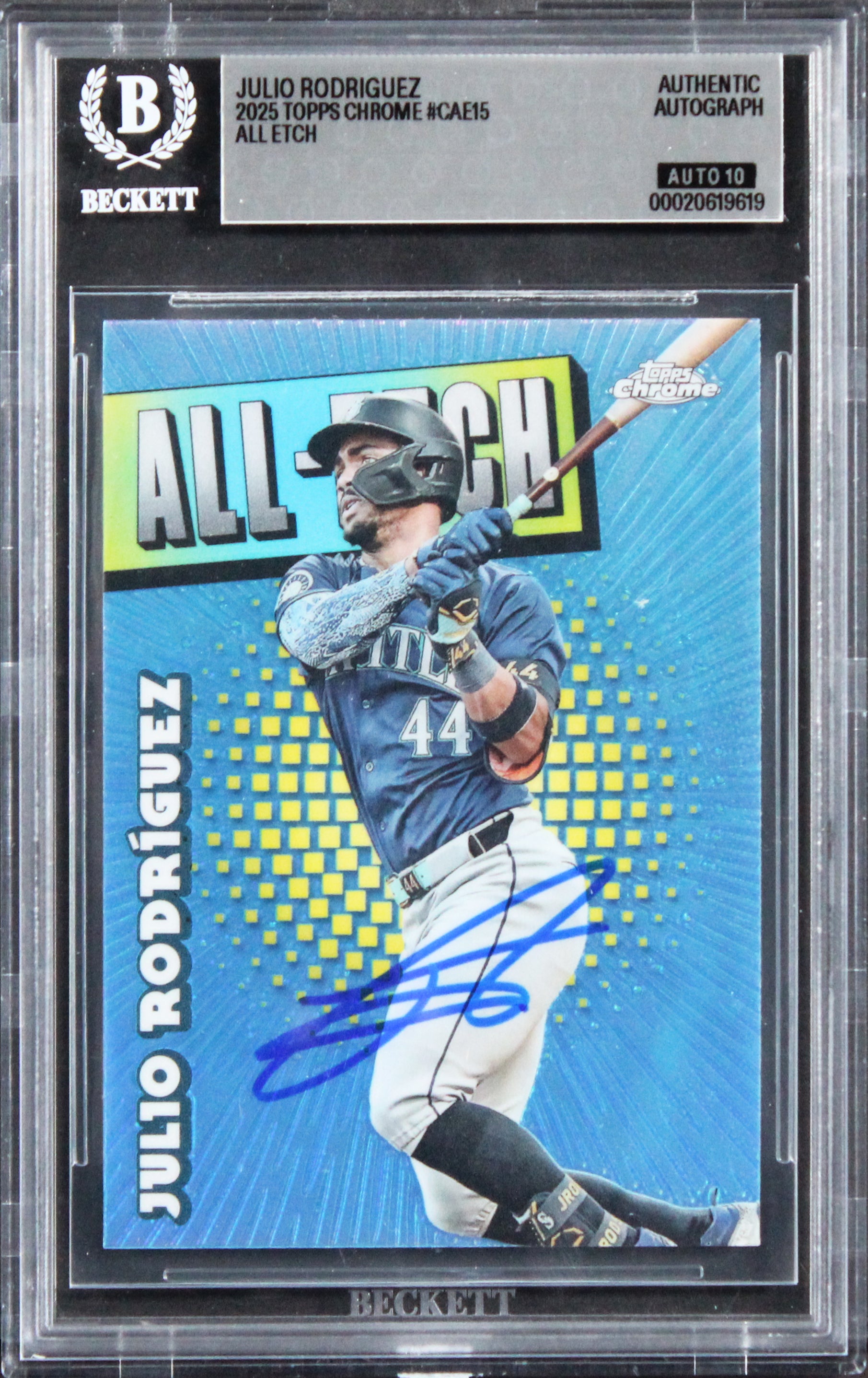 Mariners Julio Rodriguez Signed 2026 Topps Chrome #CAE15 Card Auto 10! BAS Slab