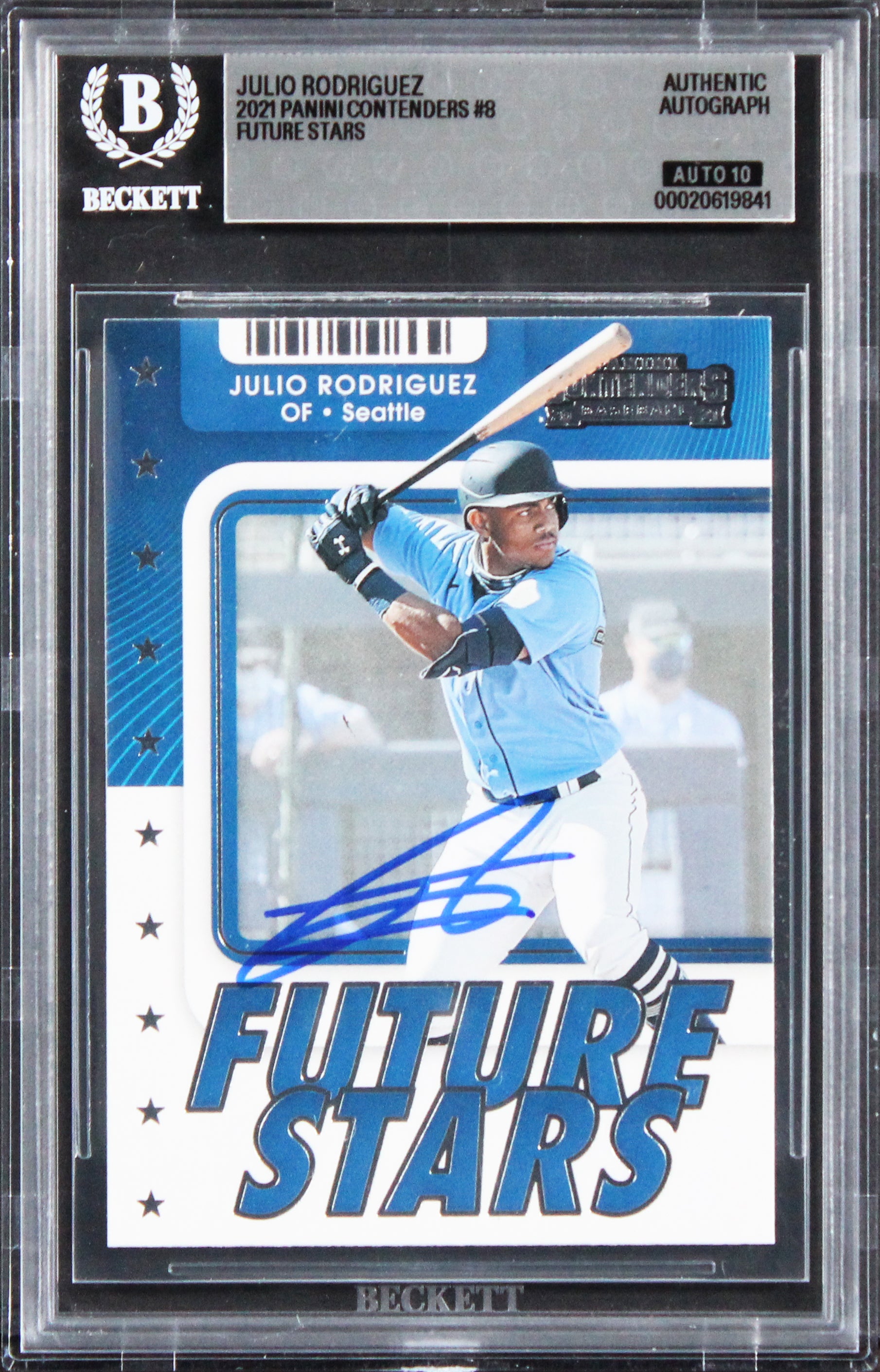 Mariners Julio Rodriguez Signed 2021 Panini Contenders #8 Card Auto 10! BAS Slab