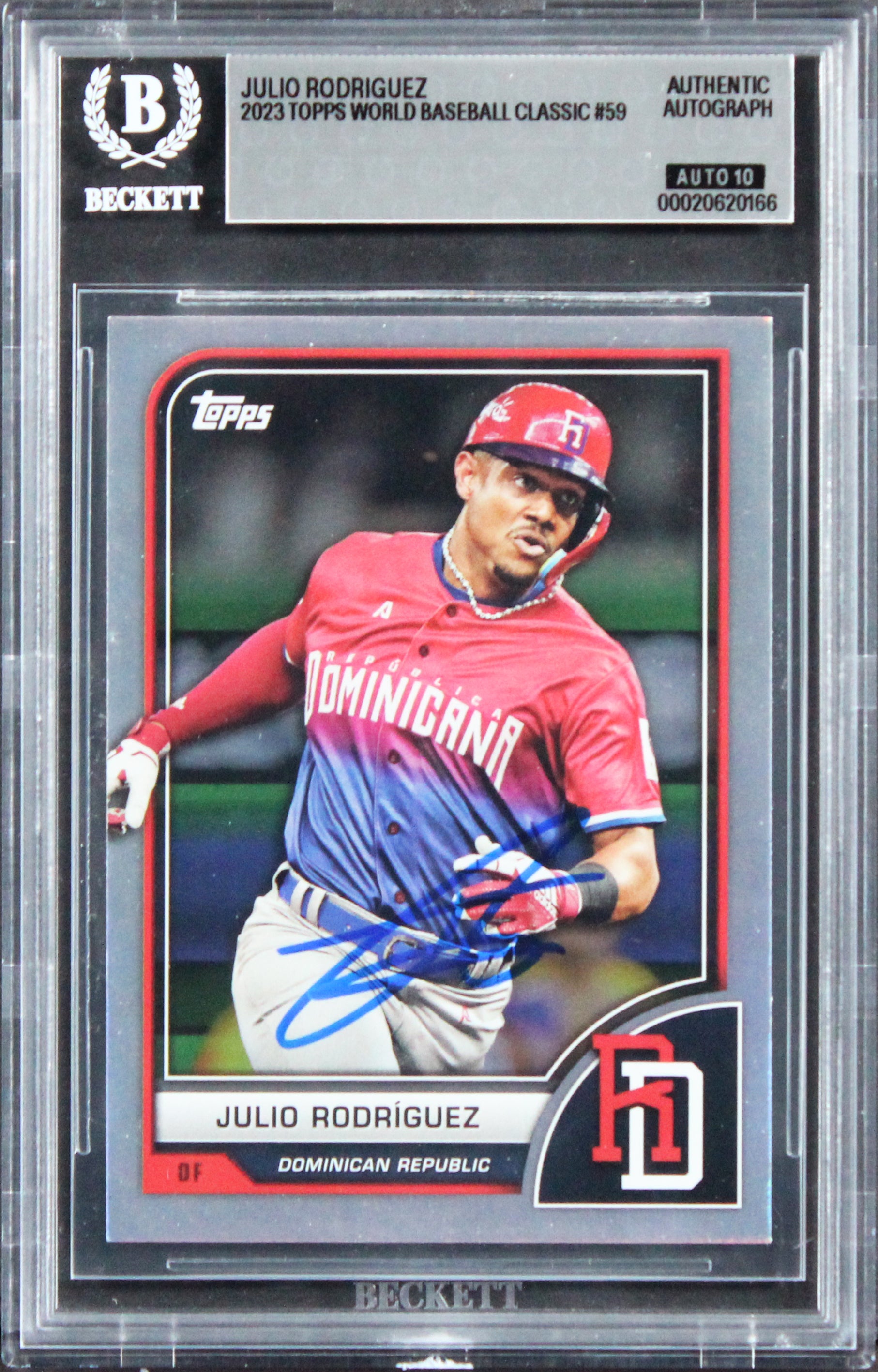 Mariners Julio Rodriguez Signed 2023 Topps WBC #59 Card Auto GM 10! BAS Slabbed