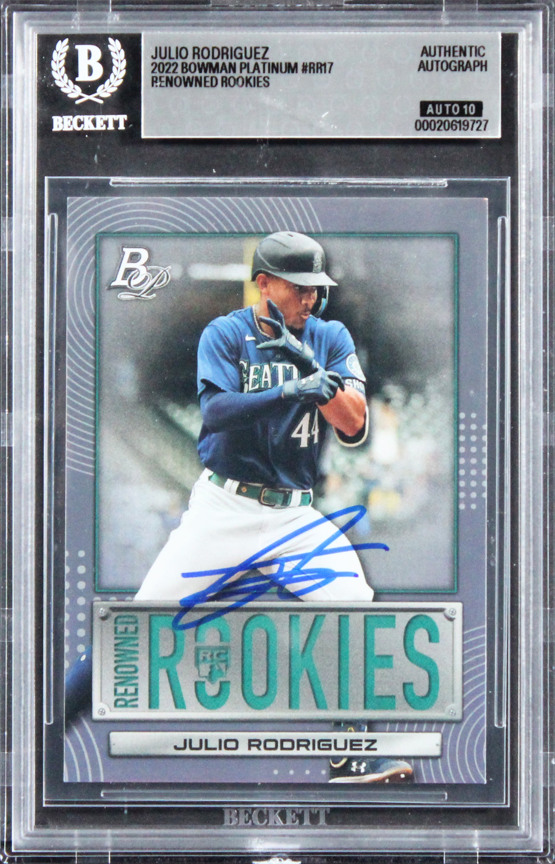 Mariners Julio Rodriguez Signed 2022 Bowman #RR17 Rookie Card Auto 10! BAS Slab