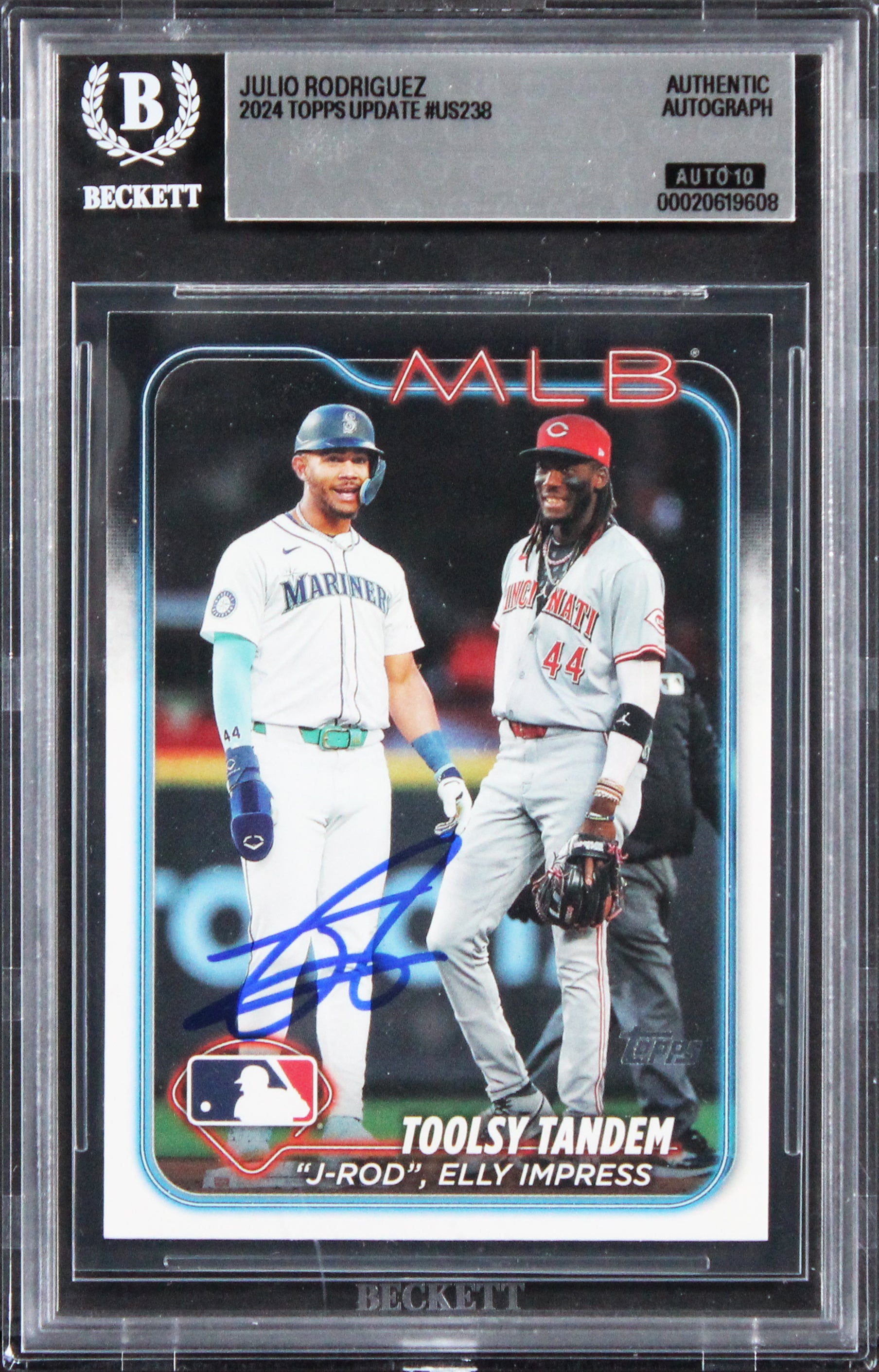 Mariners Julio Rodriguez Signed 2024 Topps Update #US238 Card Auto 10! BAS Slab