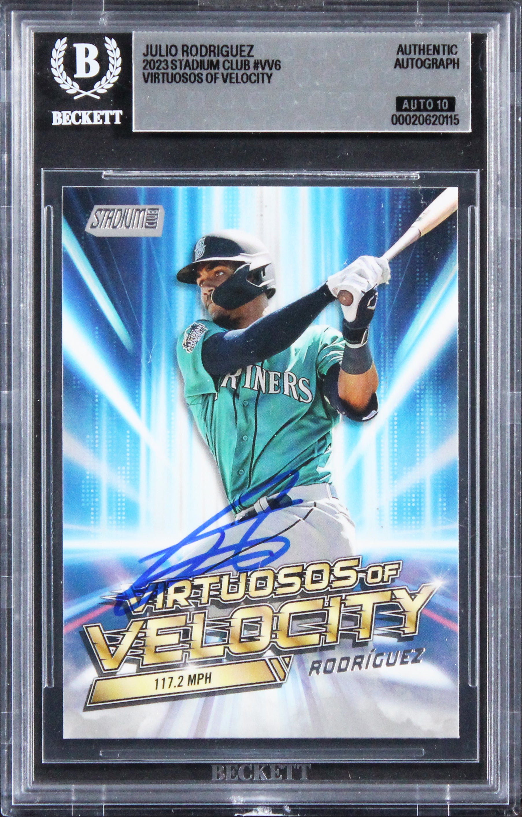 Mariners Julio Rodriguez Signed 2023 Stadium Club #VV6 Card Auto 10! BAS Slabbed