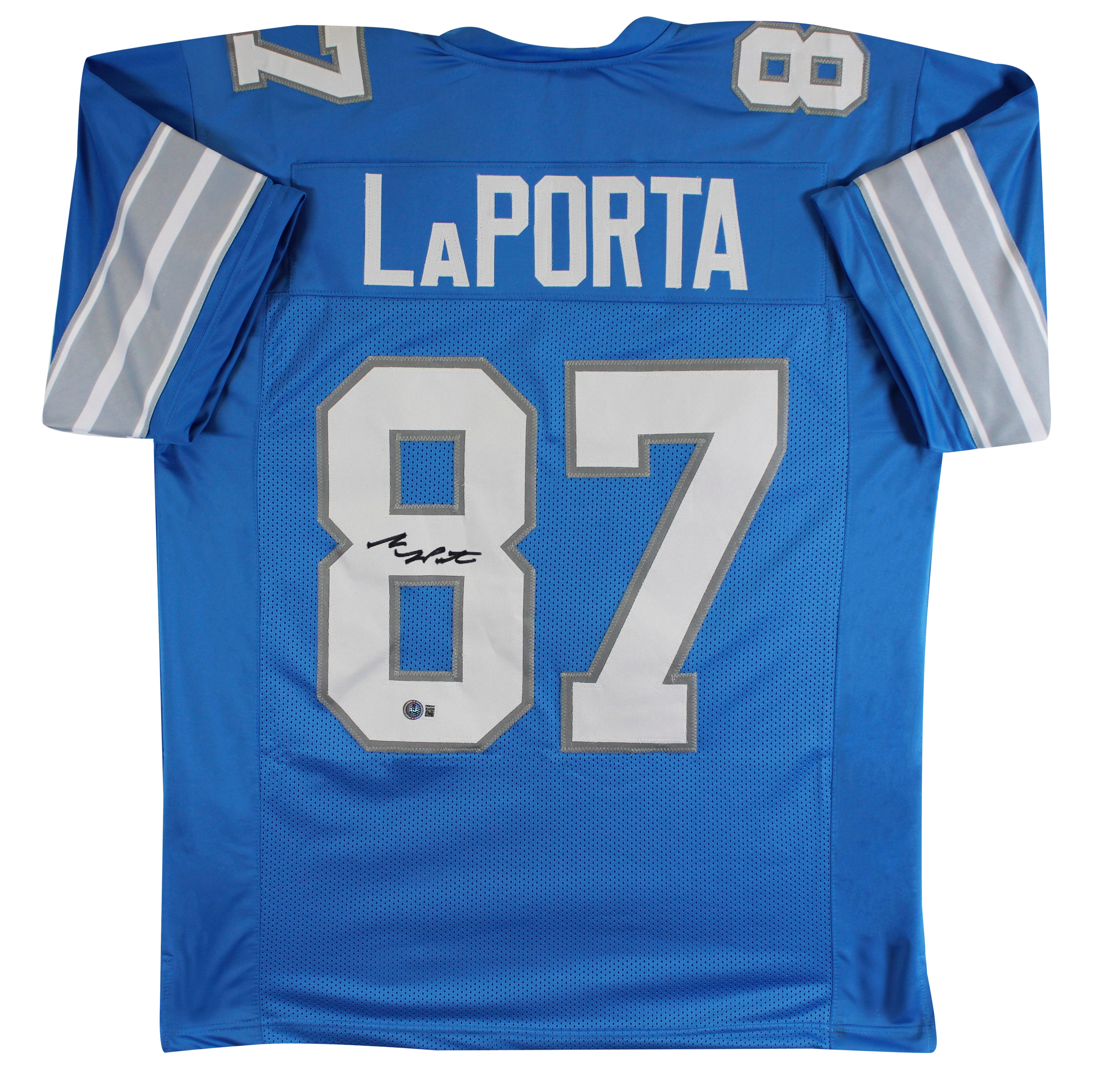 Sam Laporta Authentic Signed Blue Pro Style Jersey Autographed BAS Witnessed 3