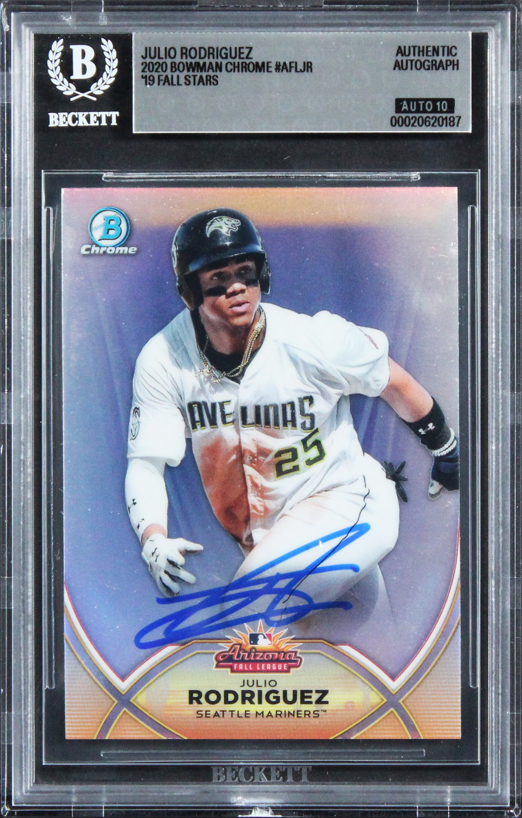 Mariners Julio Rodriguez Signed 2020 Bowman Chrome #AFLJR Card Auto 10! BAS Slab