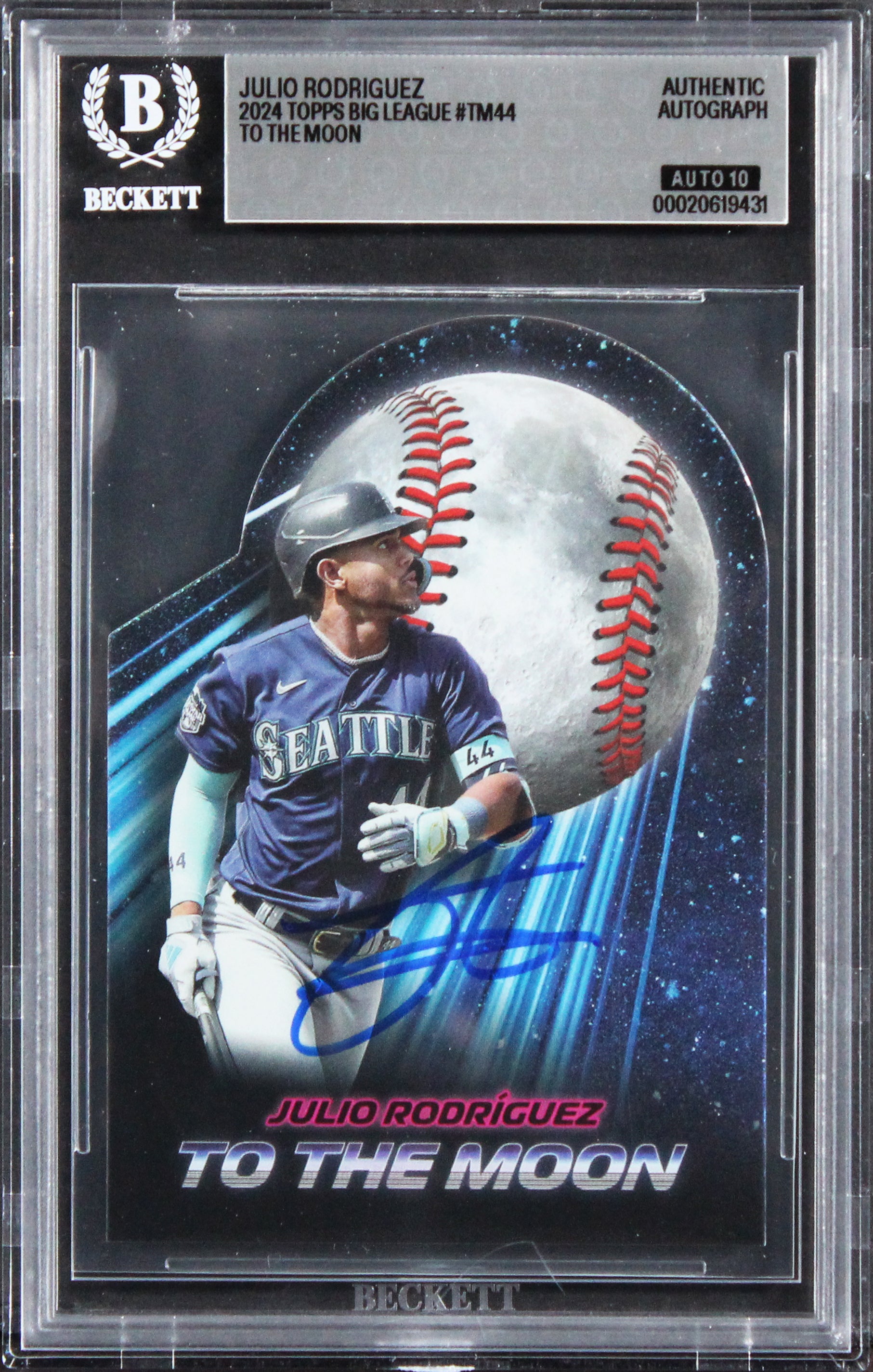 Mariners Julio Rodriguez Signed 2024 Topps BL #TM44 Card Auto GM 10! BAS Slabbed