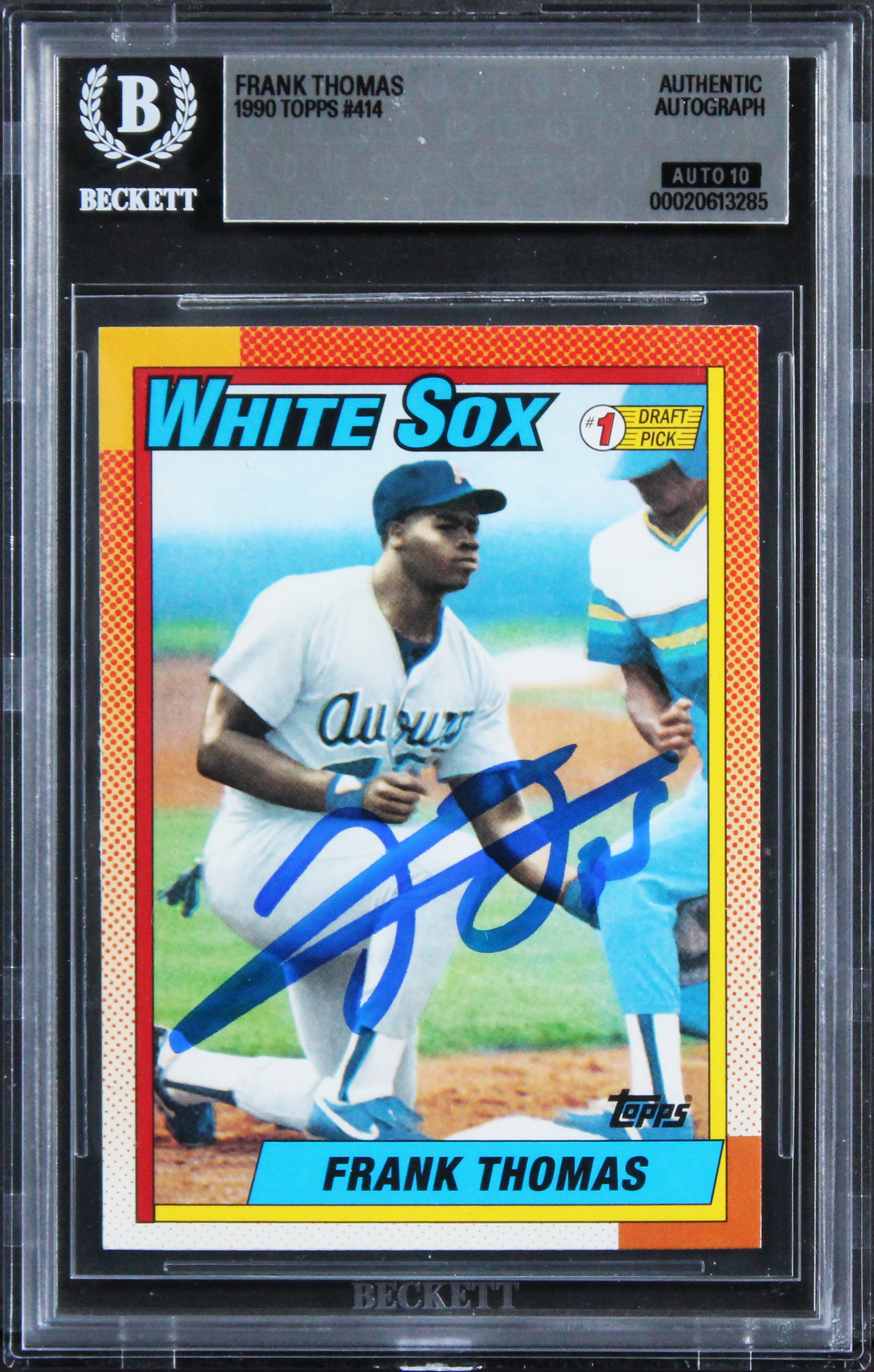 White Sox Frank Thomas Signed 1990 Topps #414 Rookie Card Auto 10! BAS Slabbed
