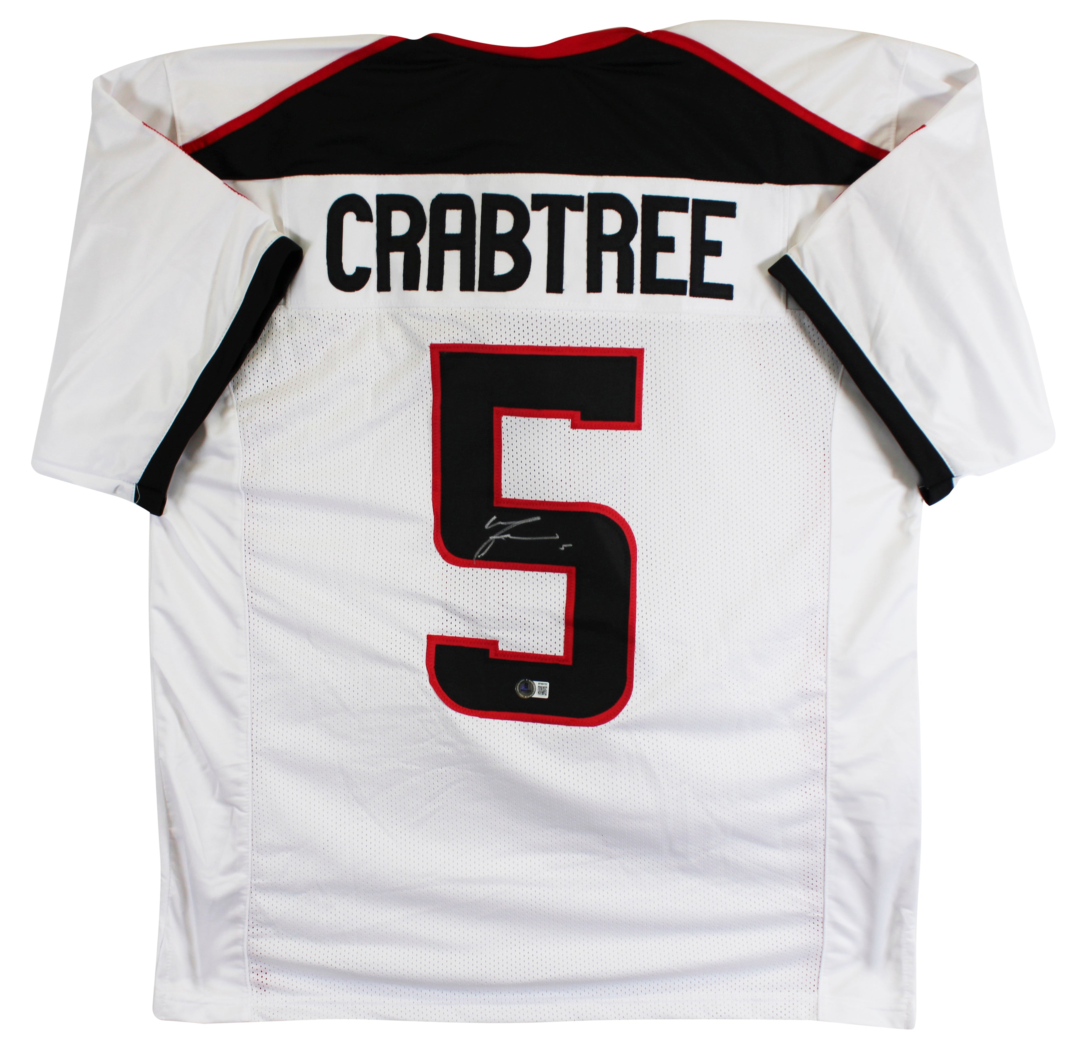 Texas Tech Michael Crabtree Authentic Signed White Pro Style Jersey BAS #BT89722