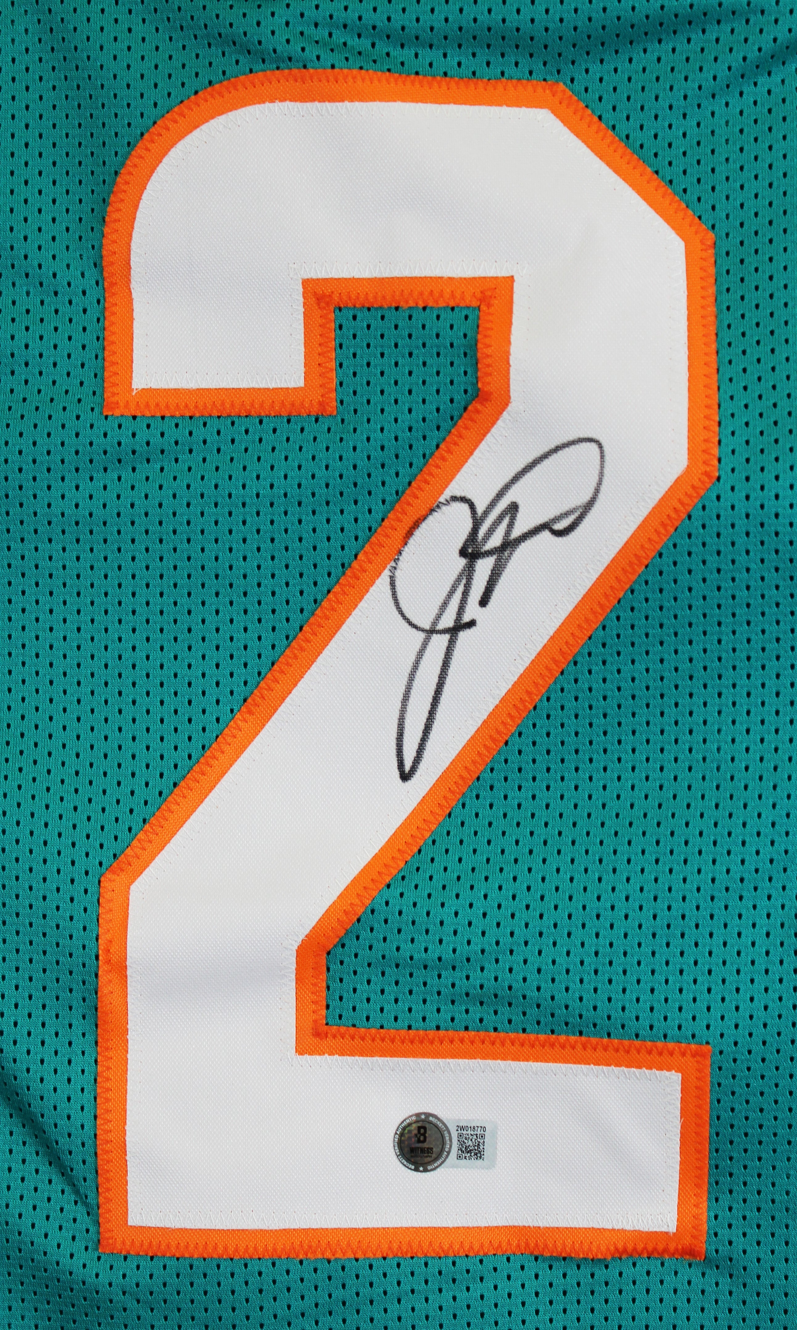 Jaylen Wright Authentic Signed Teal Pro Style Jersey BAS Witnessed #2W018770