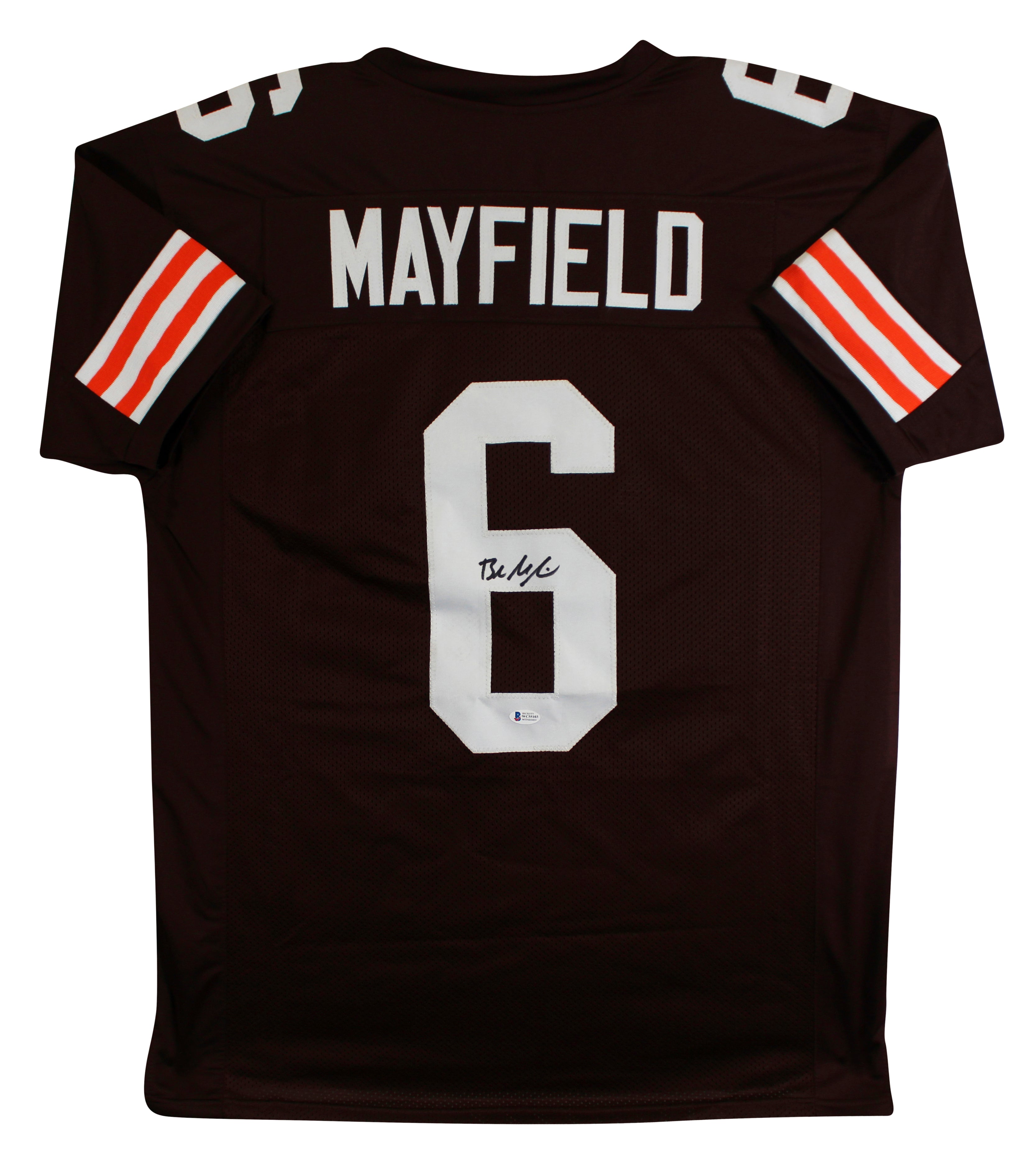 Baker Mayfield Authentic Signed Brown Pro Style Jersey BAS Witnessed #WC55103