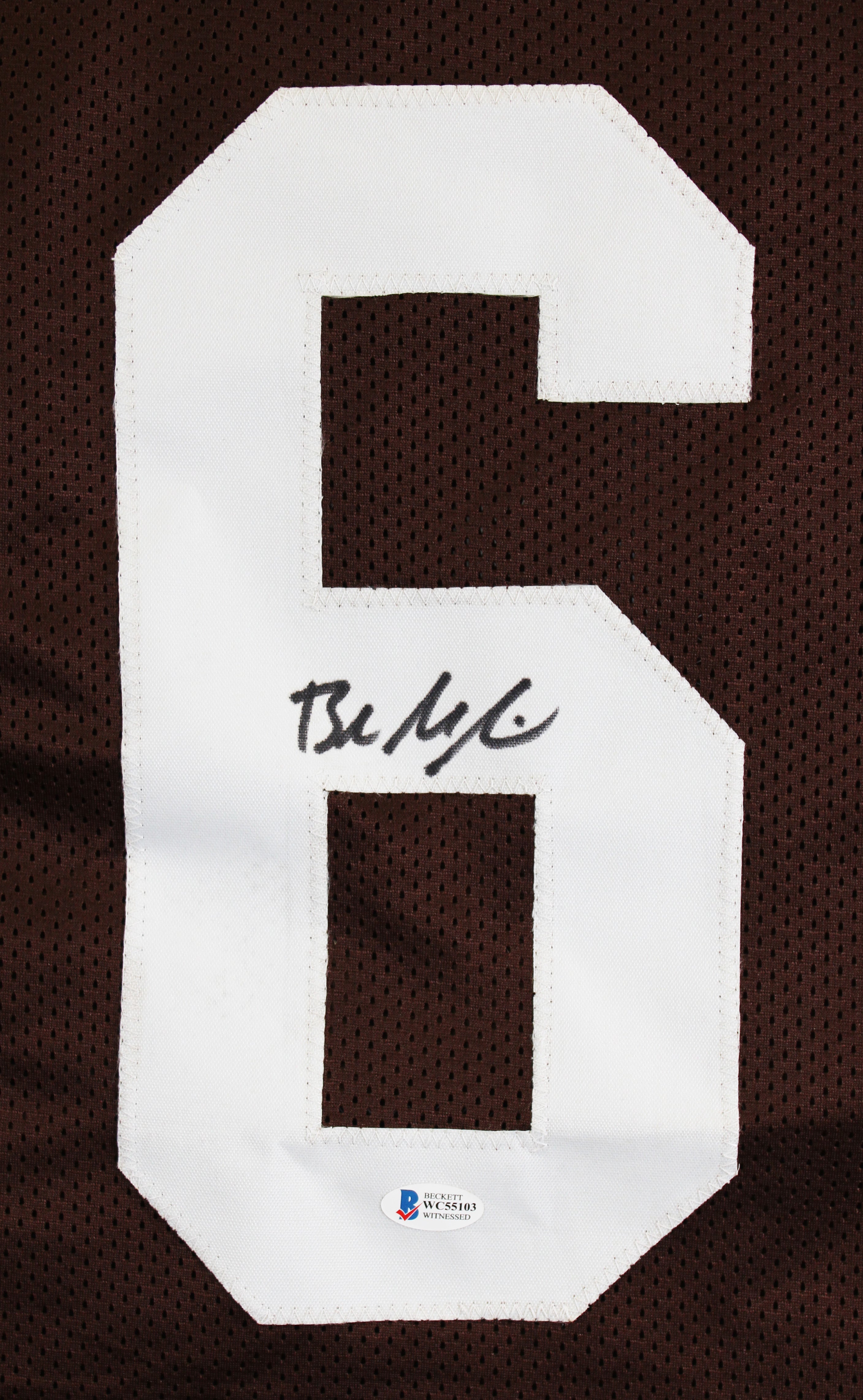 Baker Mayfield Authentic Signed Brown Pro Style Jersey BAS Witnessed #WC55103