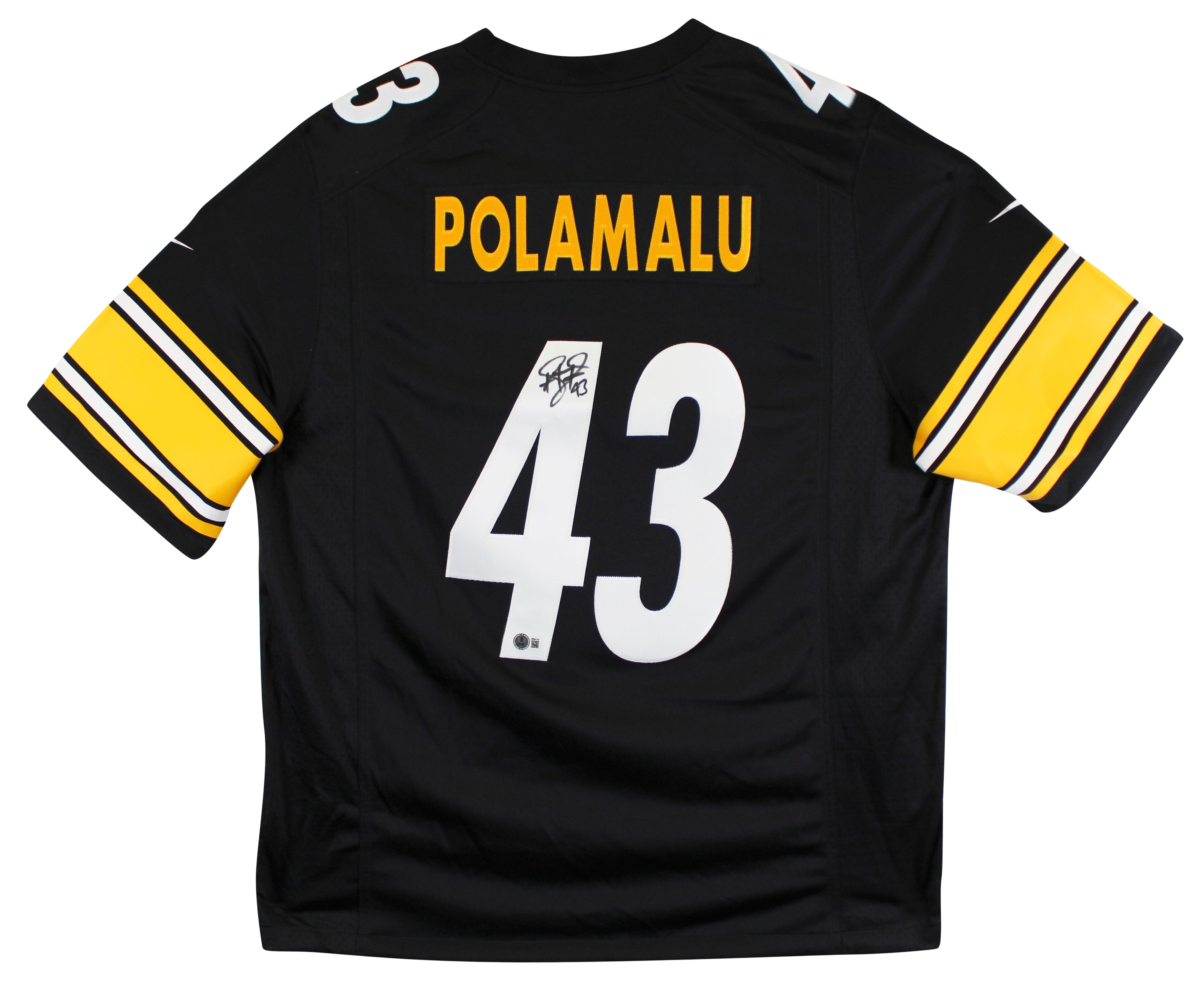 Steelers Troy Polamalu Authentic Signed Black Nike Limited Jersey BAS Witnessed