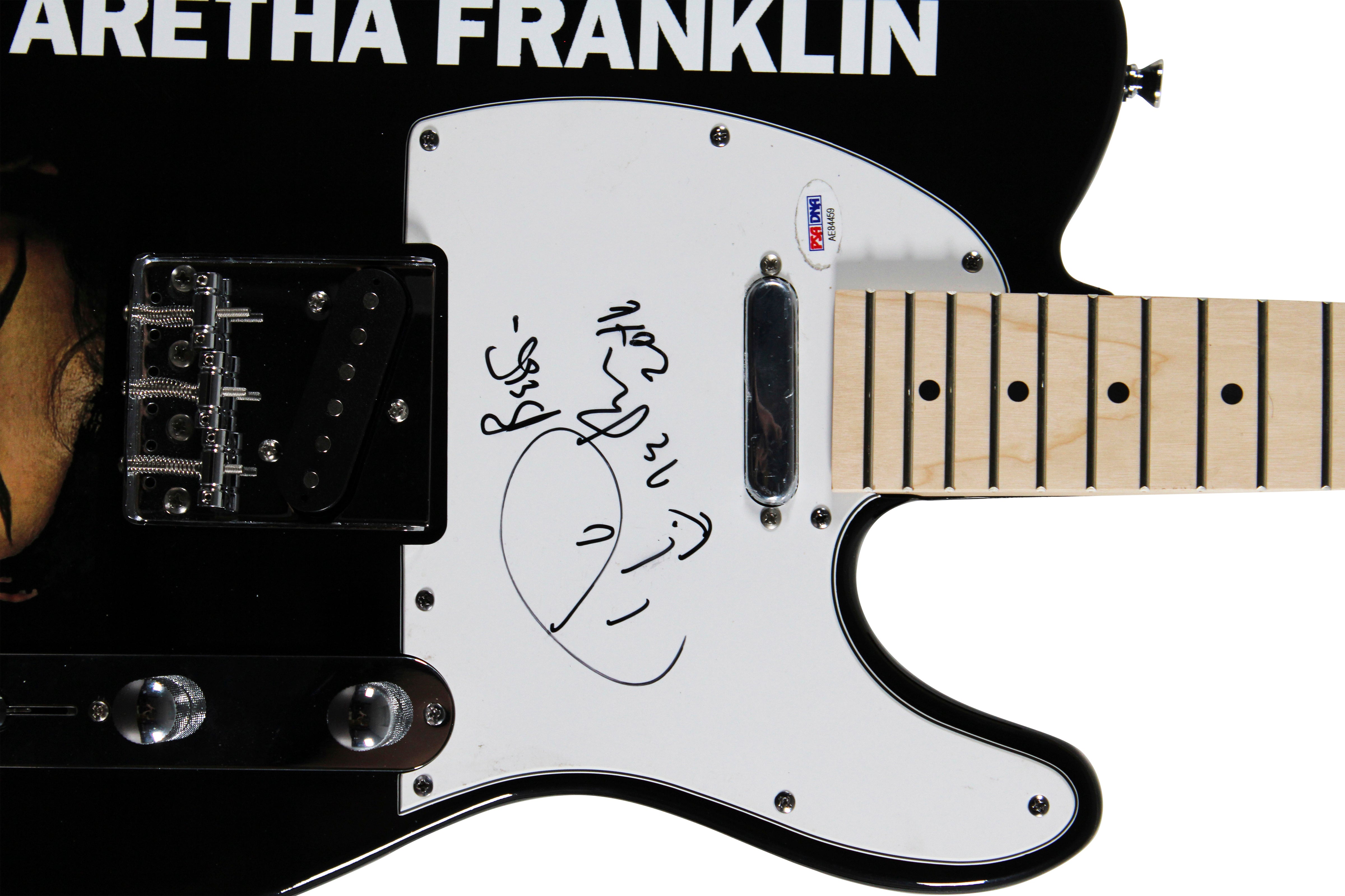 Aretha Franklin Authentic Signed Glarry Black Electric Guitar PSA/DNA #AE84459
