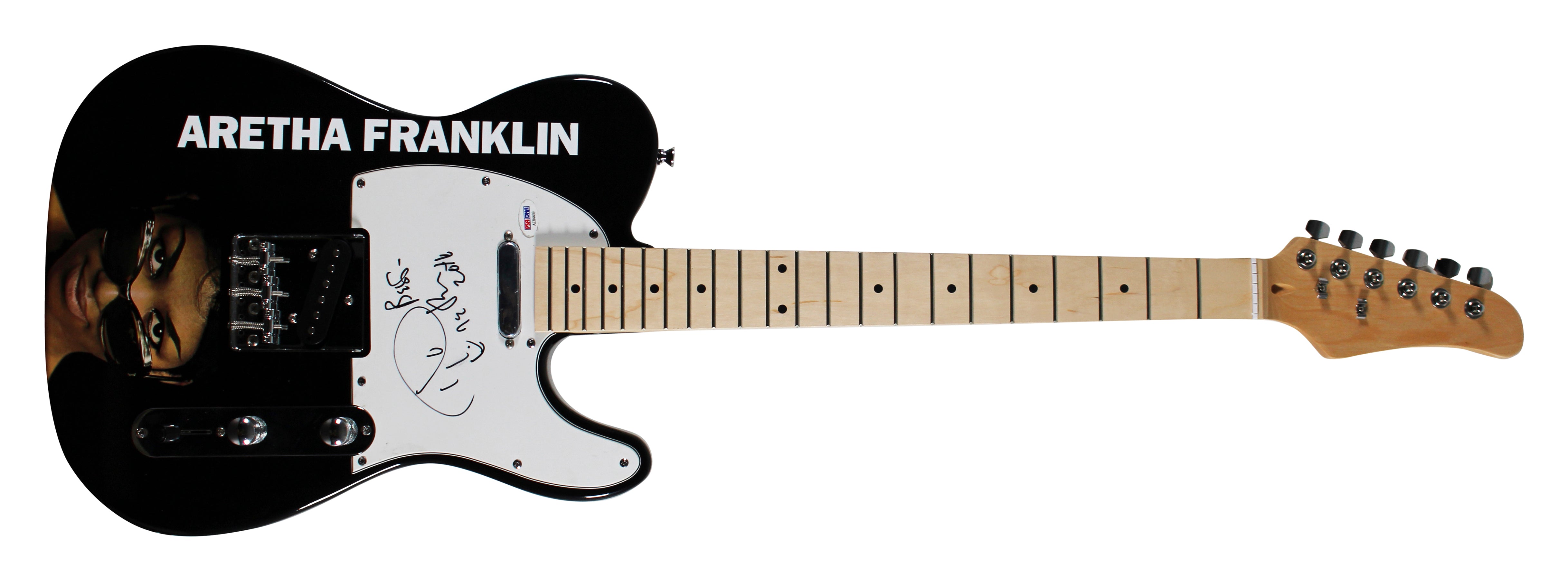 Aretha Franklin Authentic Signed Glarry Black Electric Guitar PSA/DNA #AE84459