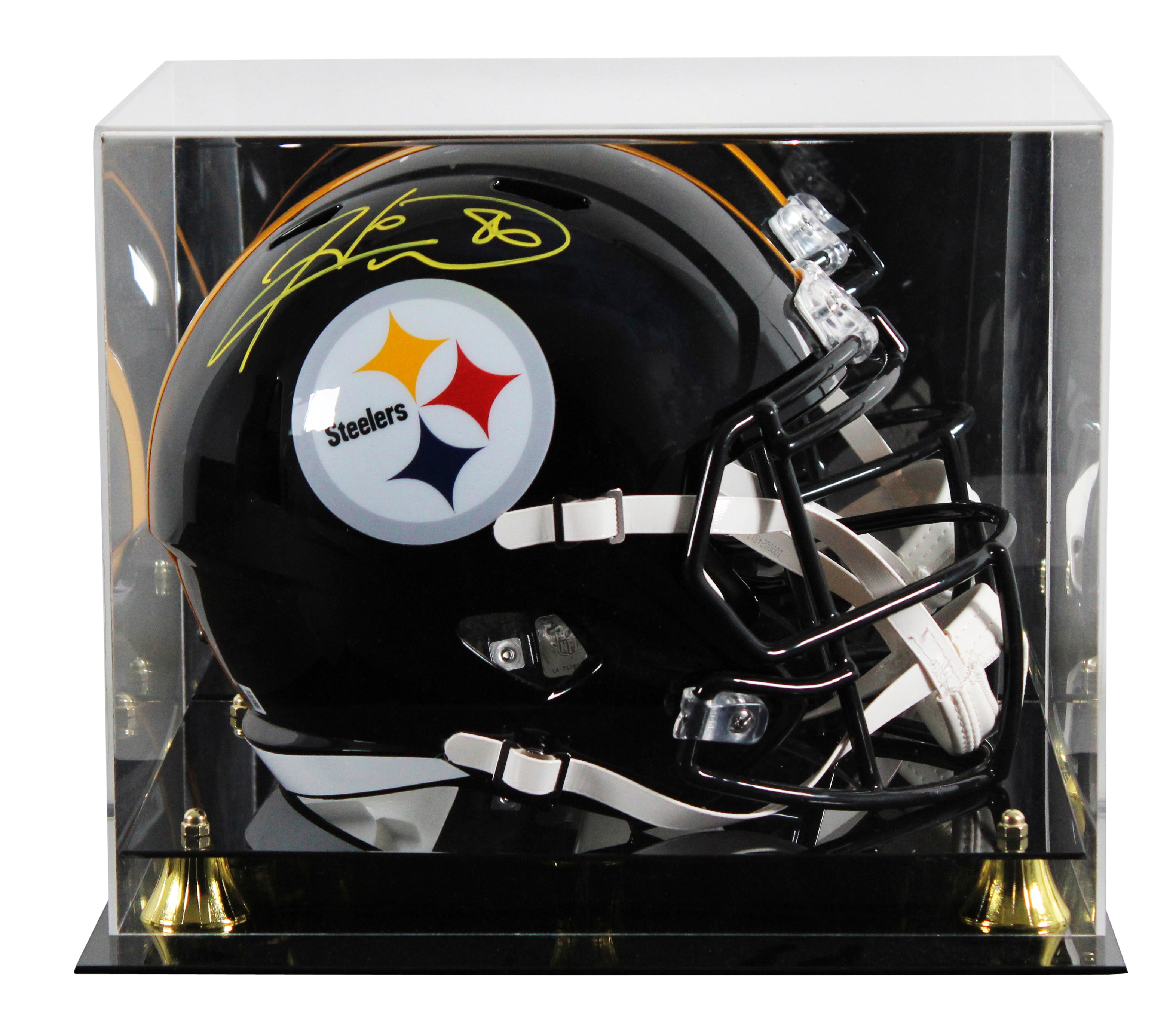 Steelers Hines Ward Signed F/S Speed Rep Helmet W/ Case w/ Yellow Sig BAS Wit