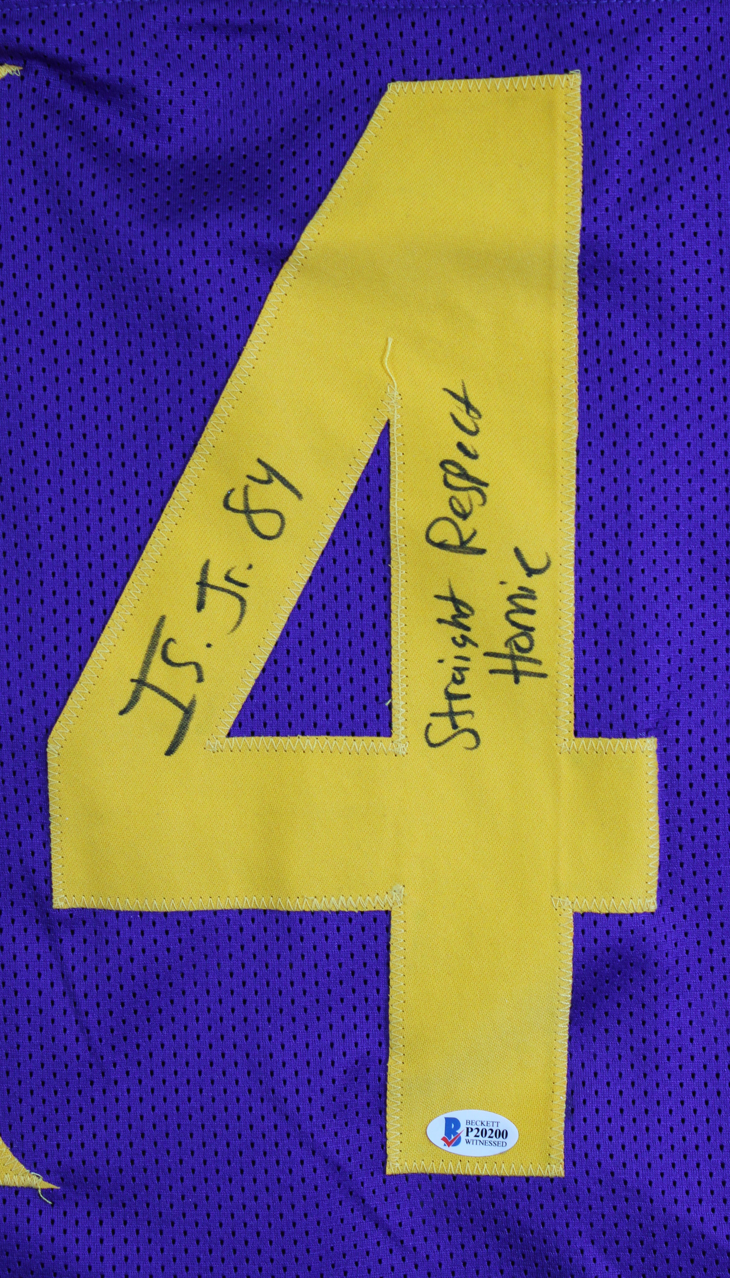 Irv Smith Jr. "Straight Respect Homie" Signed Purple Pro Style Jersey BAS Wit