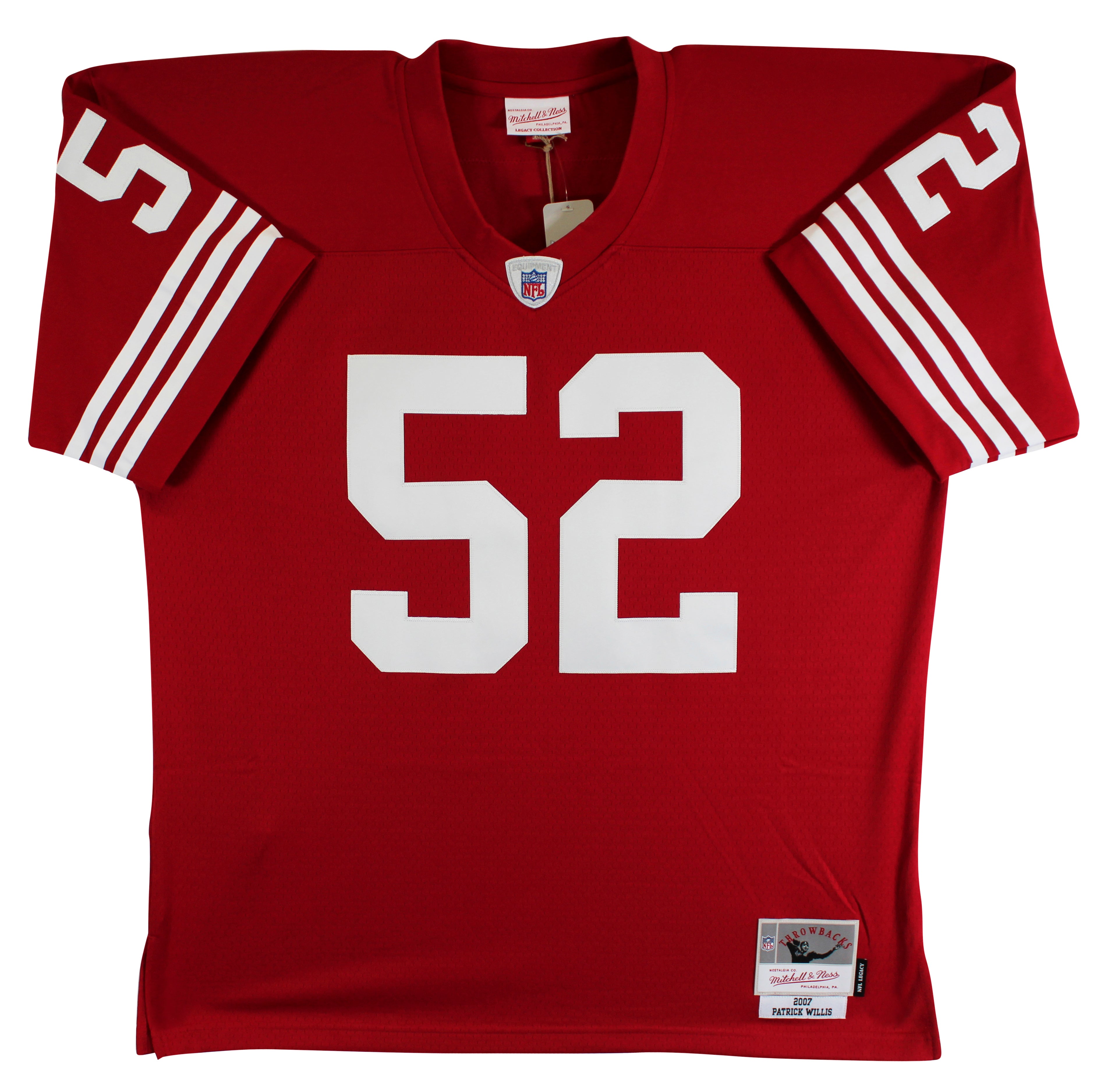 49ers Patrick Willis "HOF 24" Signed Red Mitchell & Ness Jersey BAS Witnessed