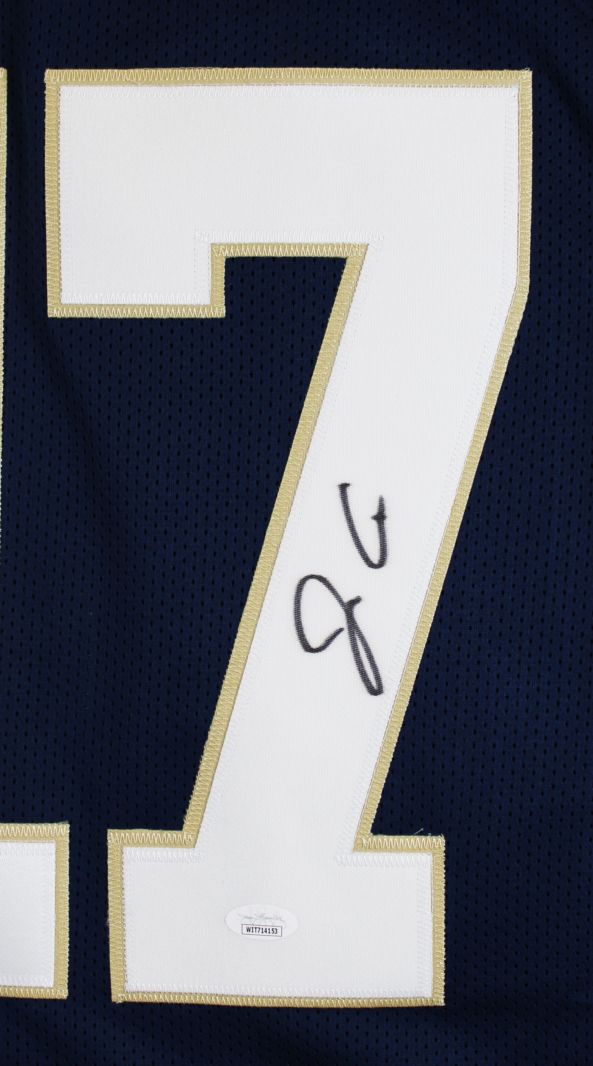 Notre Dame Jack Coan Authentic Signed Navy Pro Style Jersey JSA #WIT714153