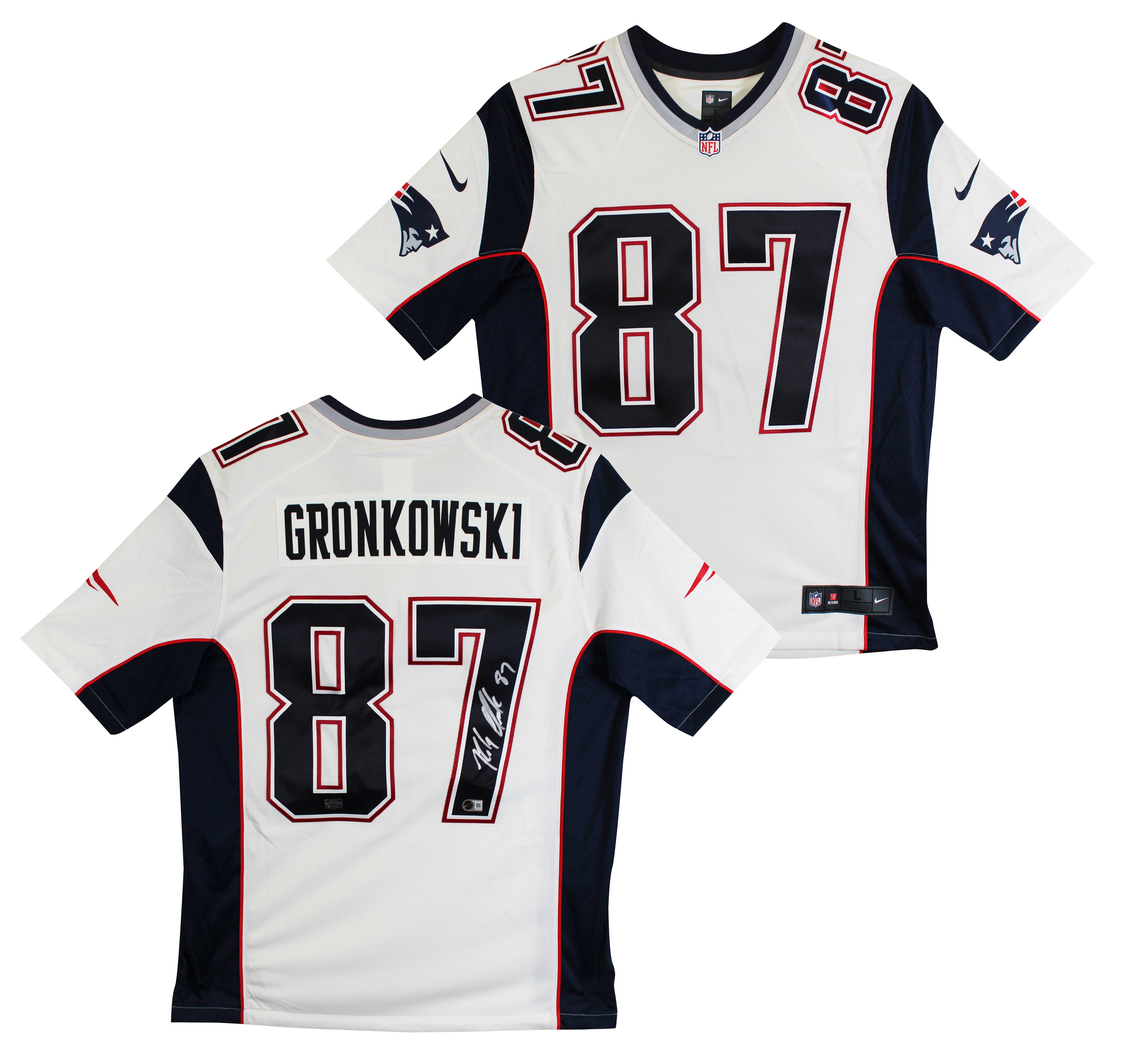 Patriots Rob Gronkowski Authentic Signed White Nike Limited Jersey BAS Witnessed