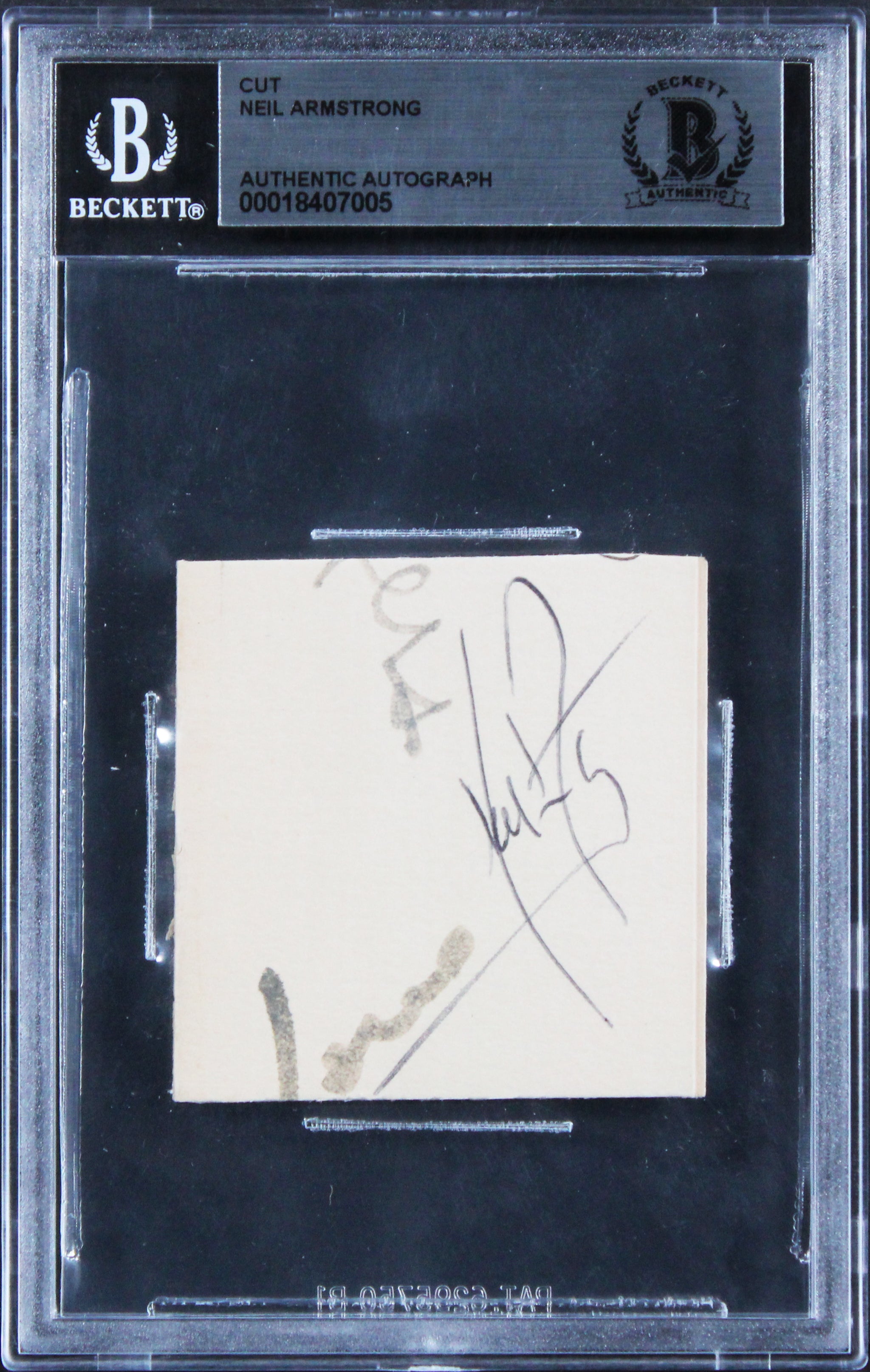 Neil Armstrong Apollo 11 Authentic Signed 2x2 Cut Signature BAS Slabbed