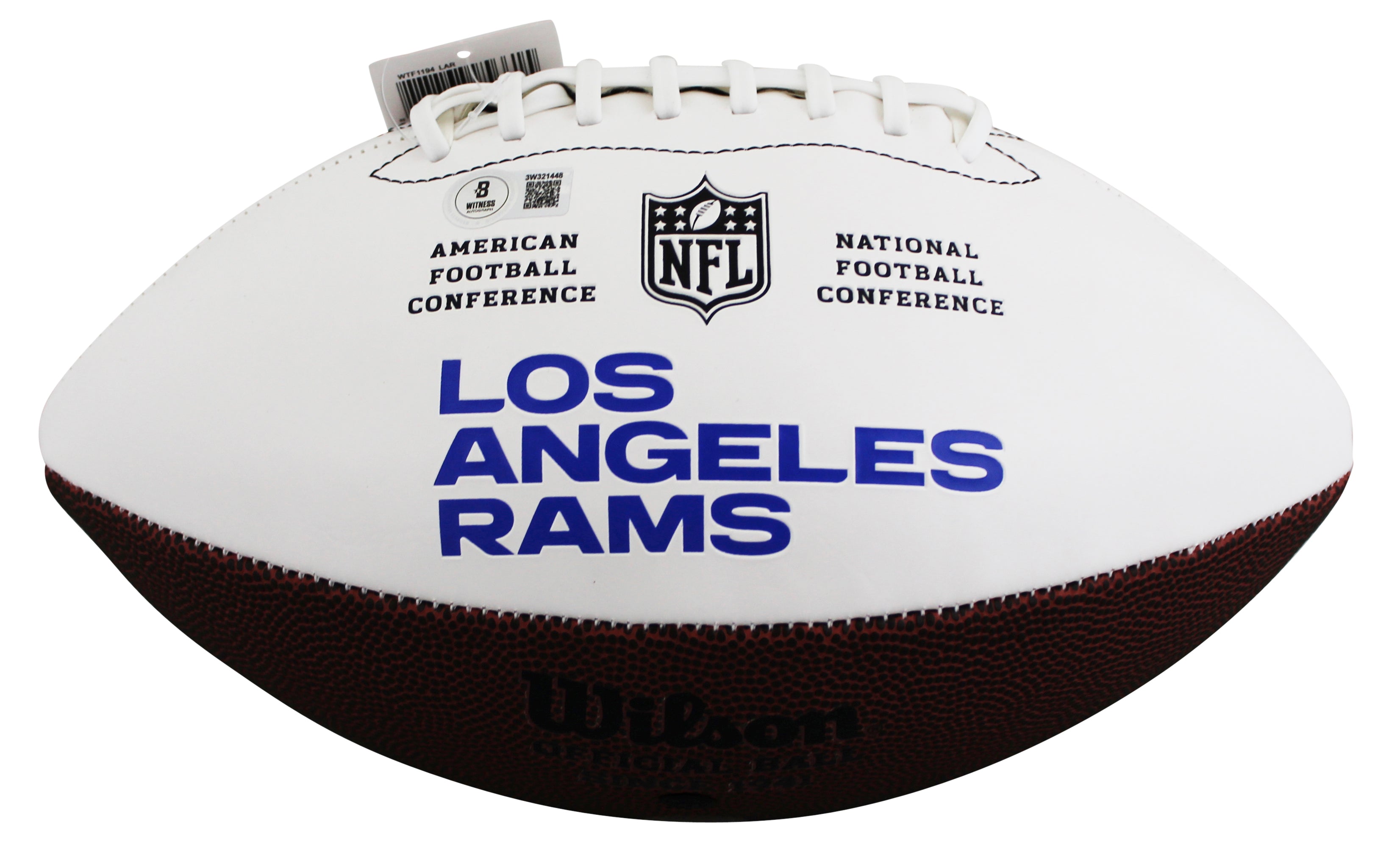 Rams Eric Dickerson "HOF 99" Signed Wilson White Panel Logo Football W/ Case BAS