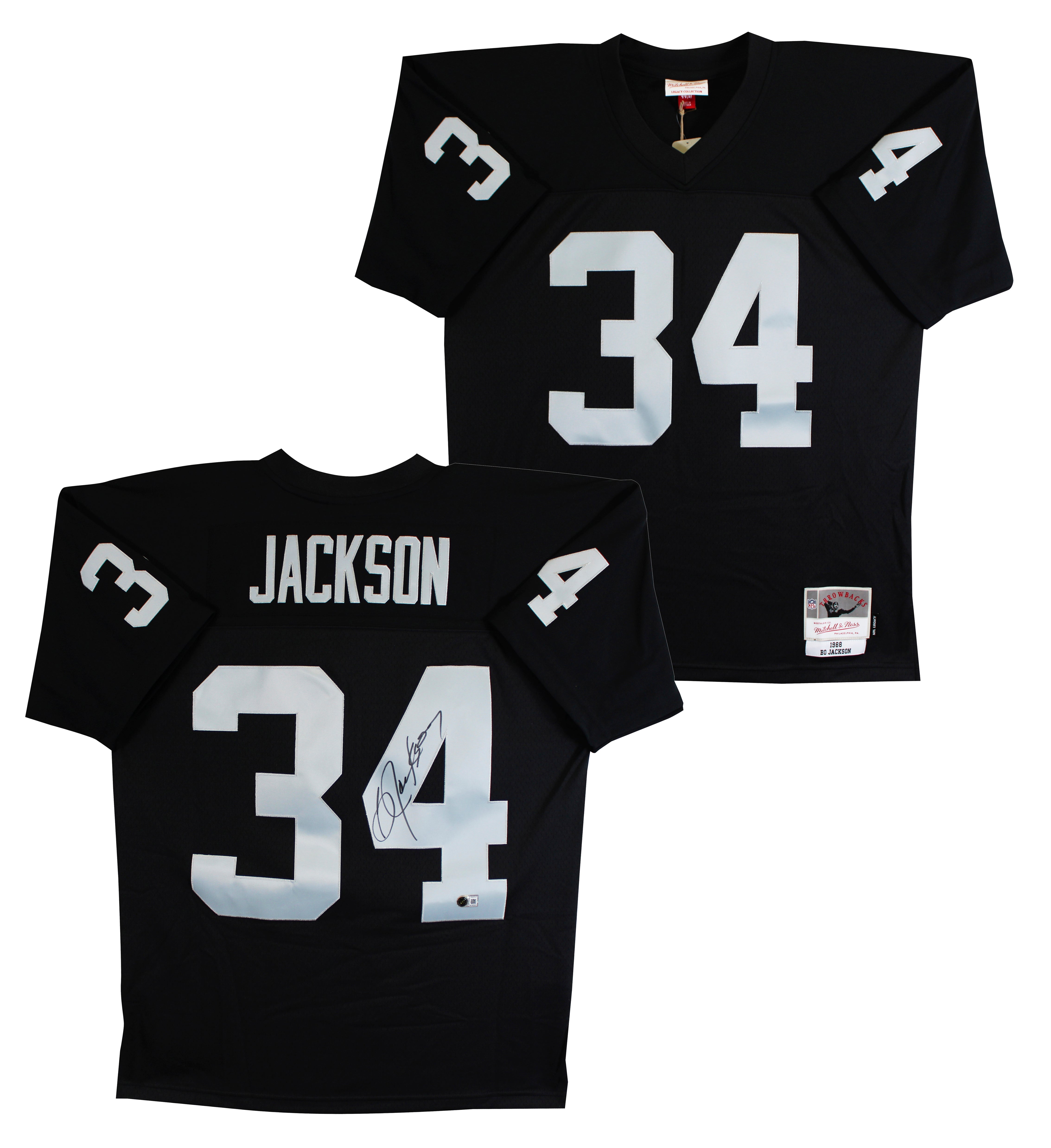 Raiders Bo Jackson Authentic Signed Black Mitchell & Ness Jersey BAS Witnessed