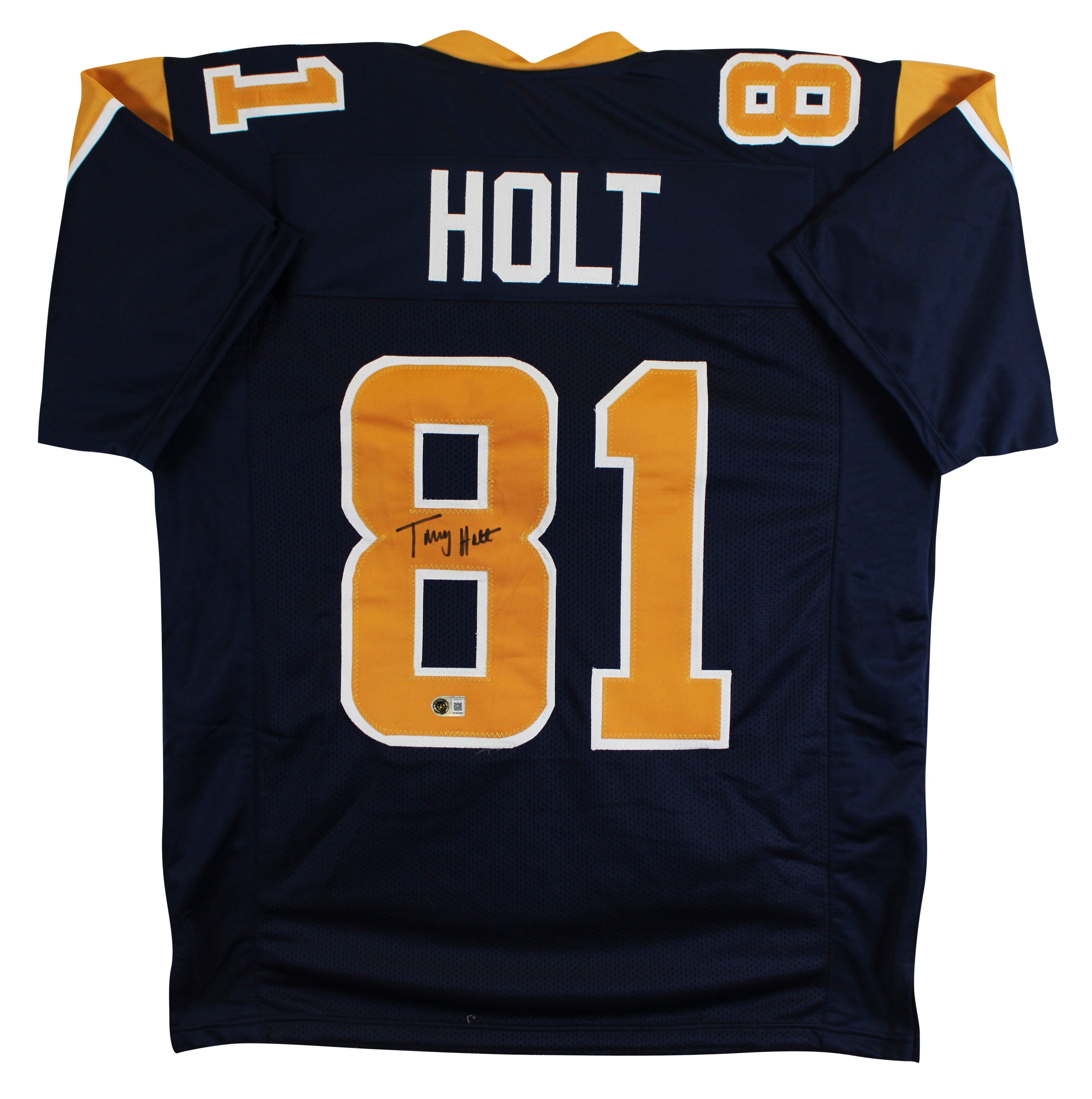 Torry Holt Authentic Signed Navy Pro Style Jersey Autographed BAS Witnessed