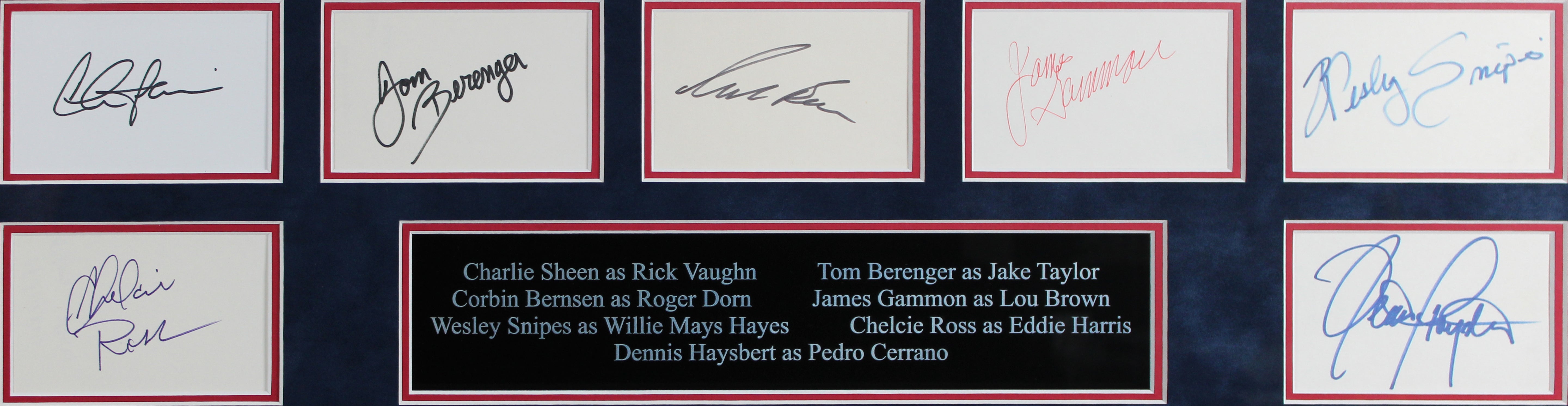Major League (7) Sheen, Snipes, Berenger, Russo +3 Signed Framed Display BAS LOA