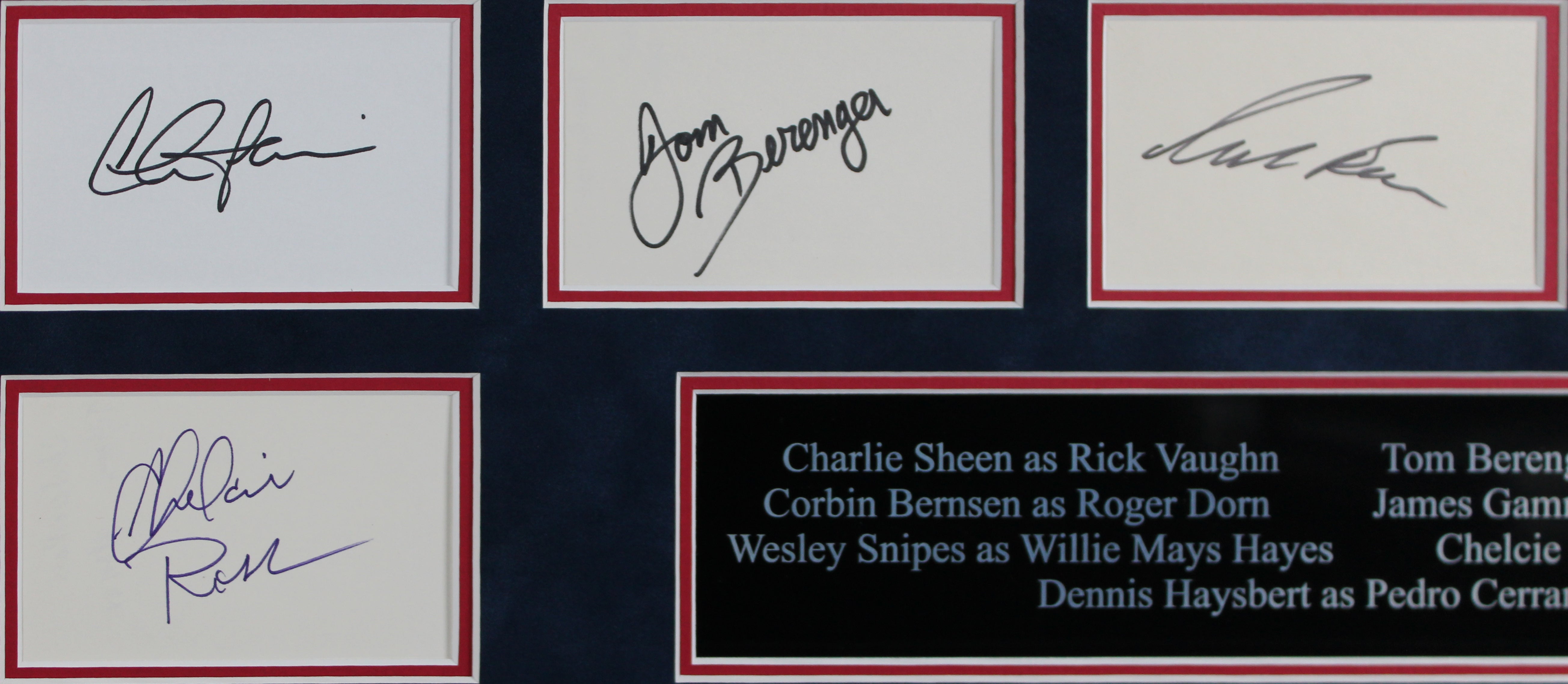 Major League (7) Sheen, Snipes, Berenger, Russo +3 Signed Framed Display BAS LOA