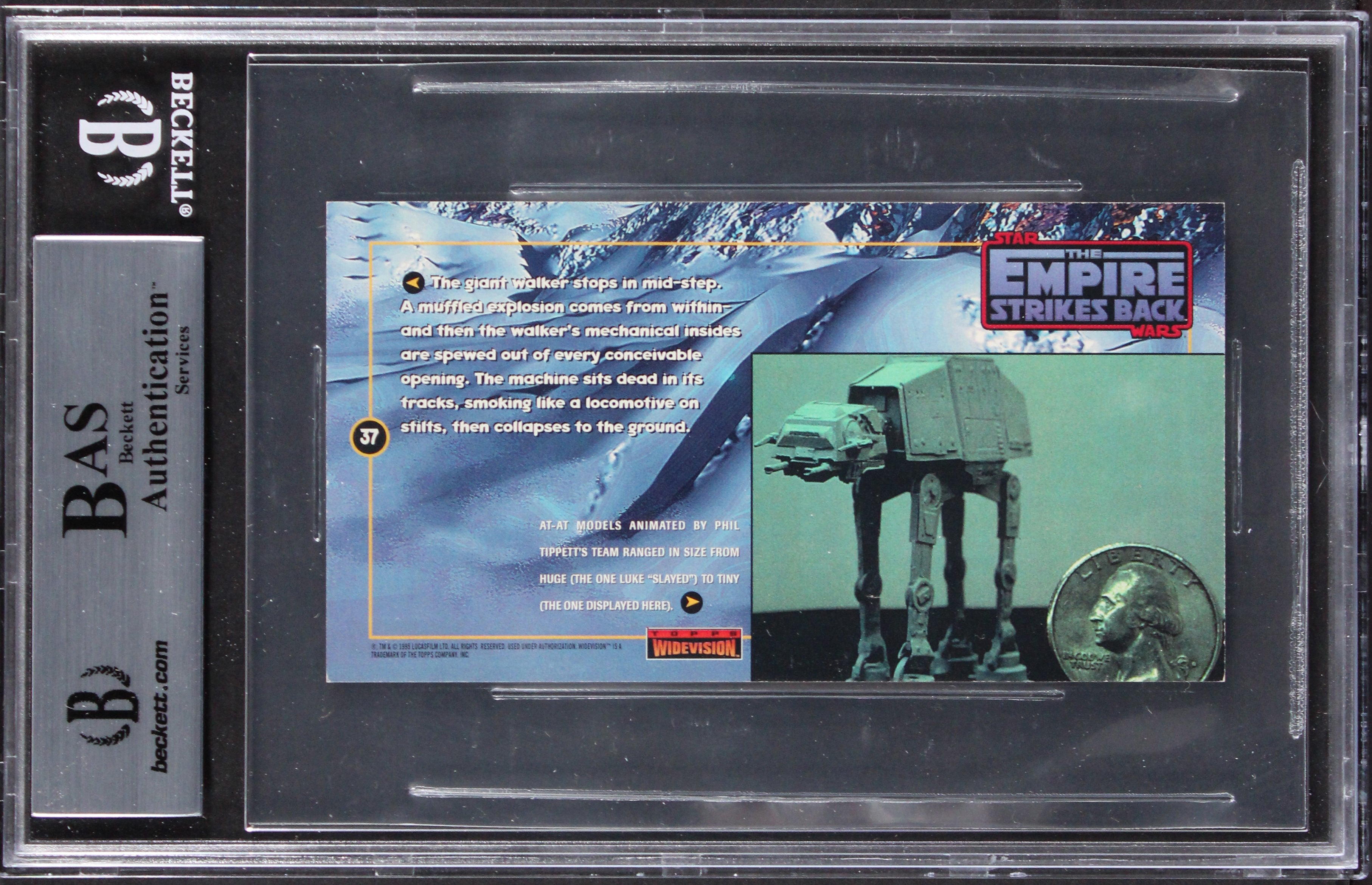 (5) Tippett, Huston +3 Signed 1995 Star Wars ESB Widevision #37 Card BAS Slabbed